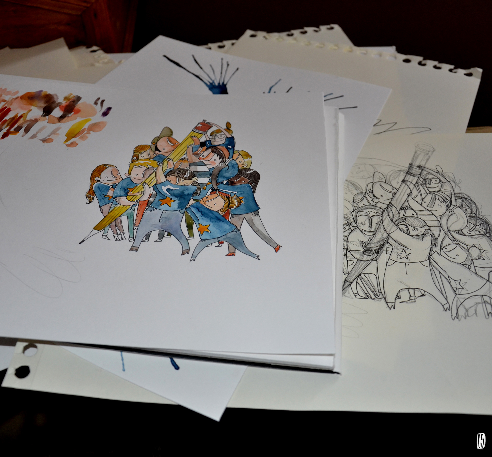 croquis de recherche pour la couverture de "Liberté" parut en 2016