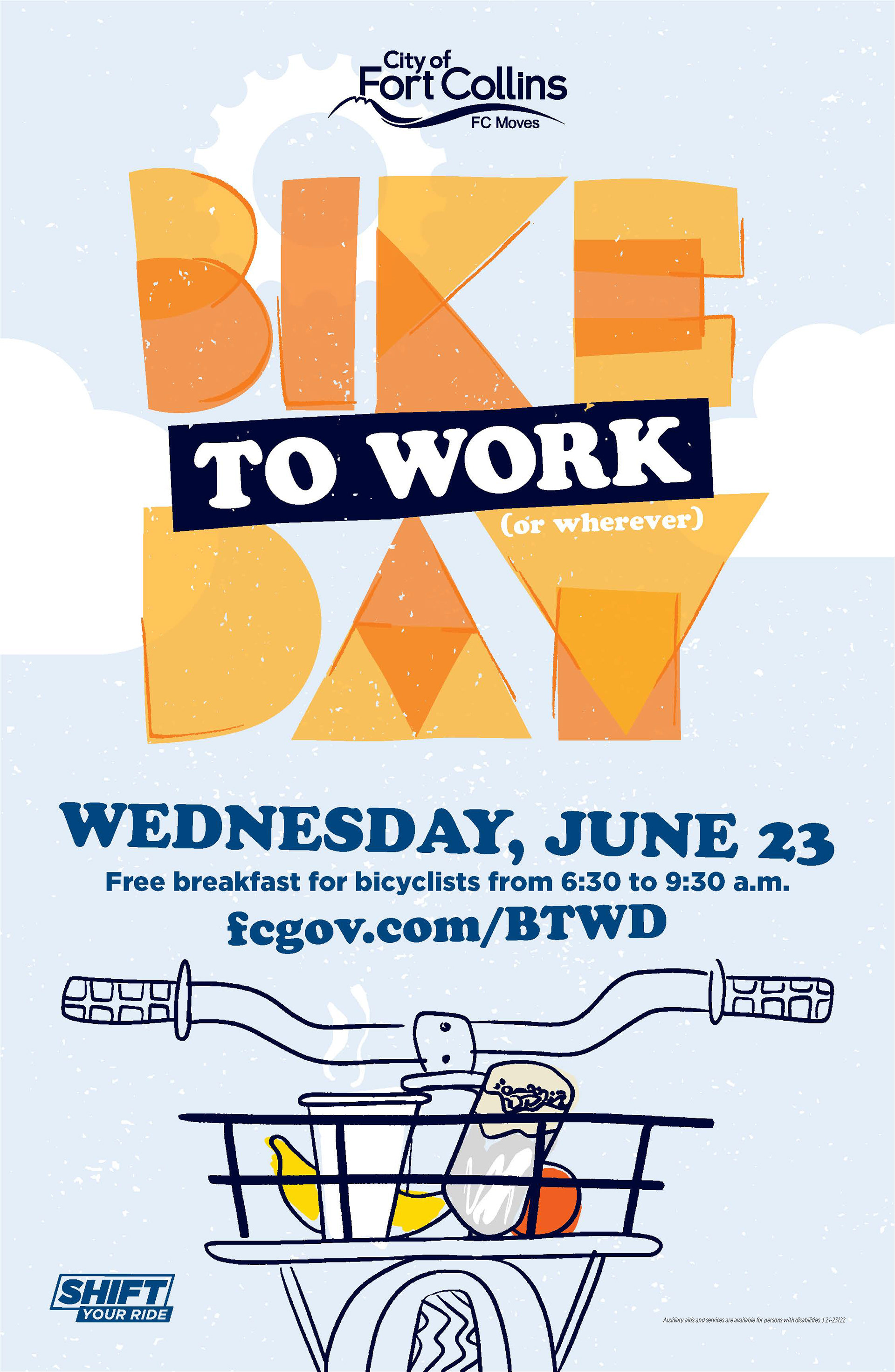 In 2021 I got to rebrand Fort Collins’ annual Bike to Work Day celebration, which was obviously a dream come true. Along with this poster, we made signs for all of the breakfast stations, stickers for folks to wear to show that they biked, and other various promotional materials. I also got to wander around all morning with a camera taking photos for the city, and having an all-around great time.