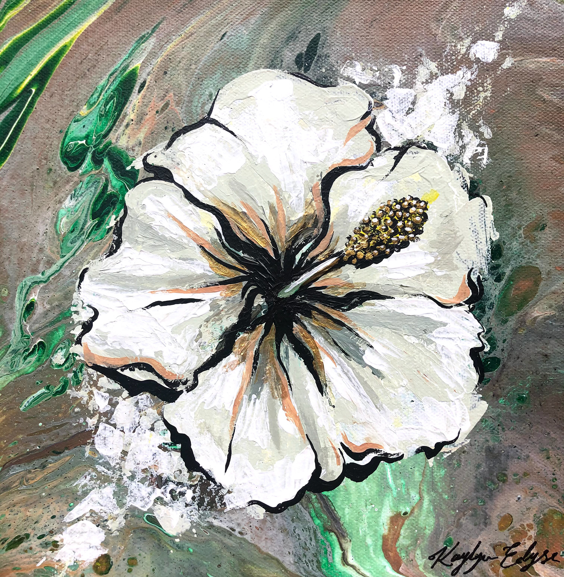 Acrylic Pour on Canvas, 8" x 8"