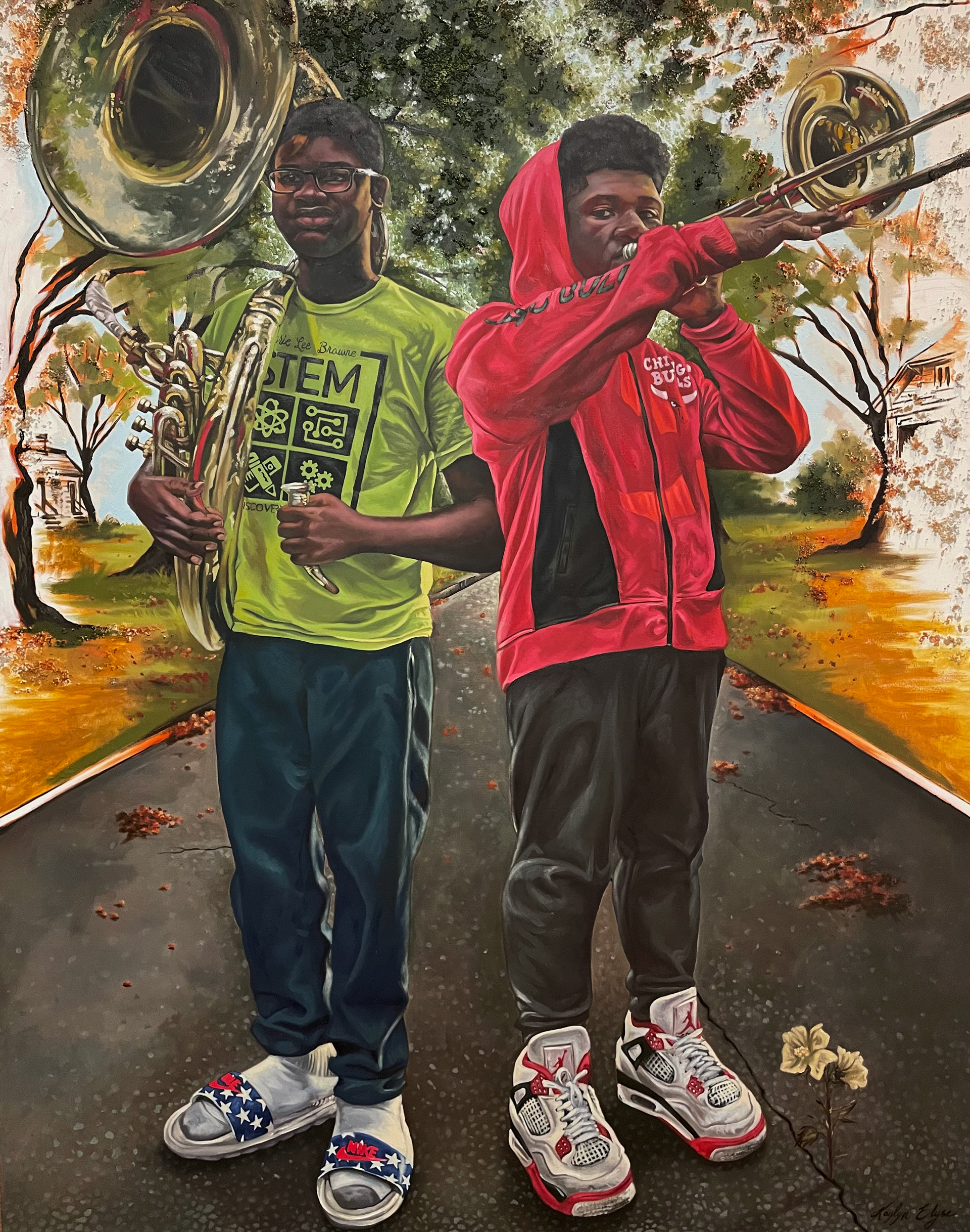 "The Procession", oil & coarse pumice gel on canvas, 48" x 60", 2023, Sold