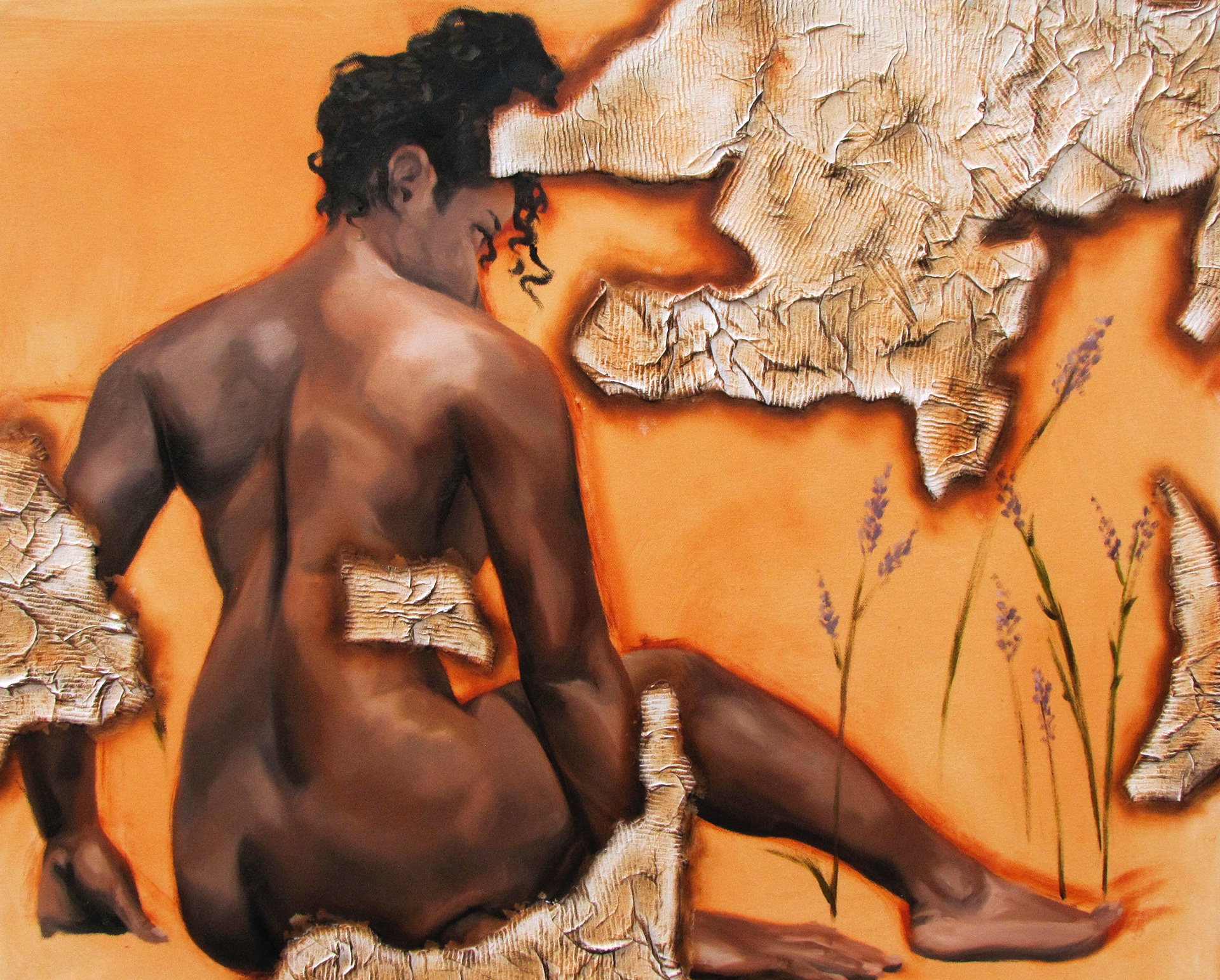 "Susceptible to Scripts (1 of 2)", 24" x 30", oil, paper towel and gesso on canvas, 2020, Sold