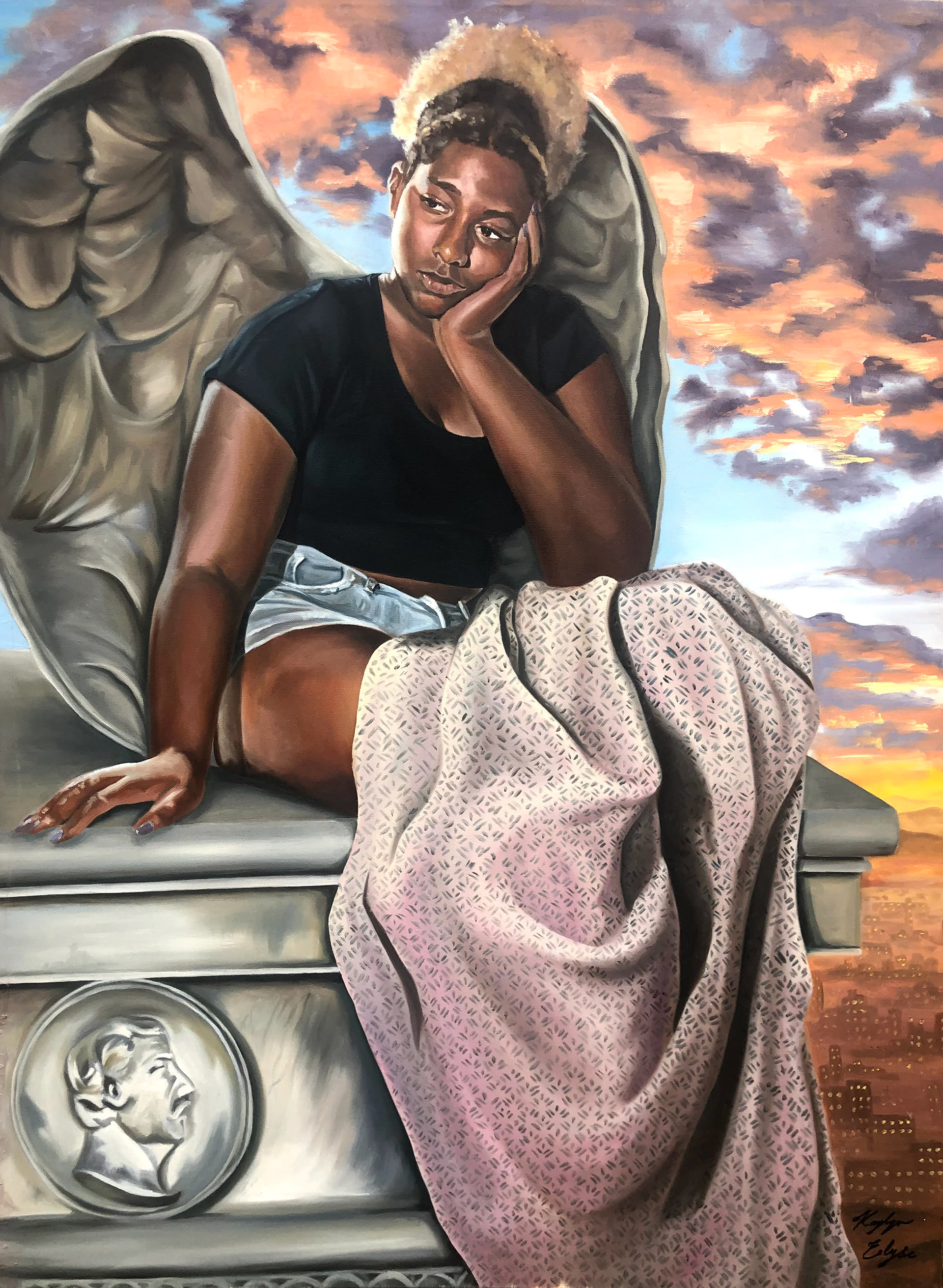 "Angel of the Night", 40" x 30", oil on canvas, 2019, Sold