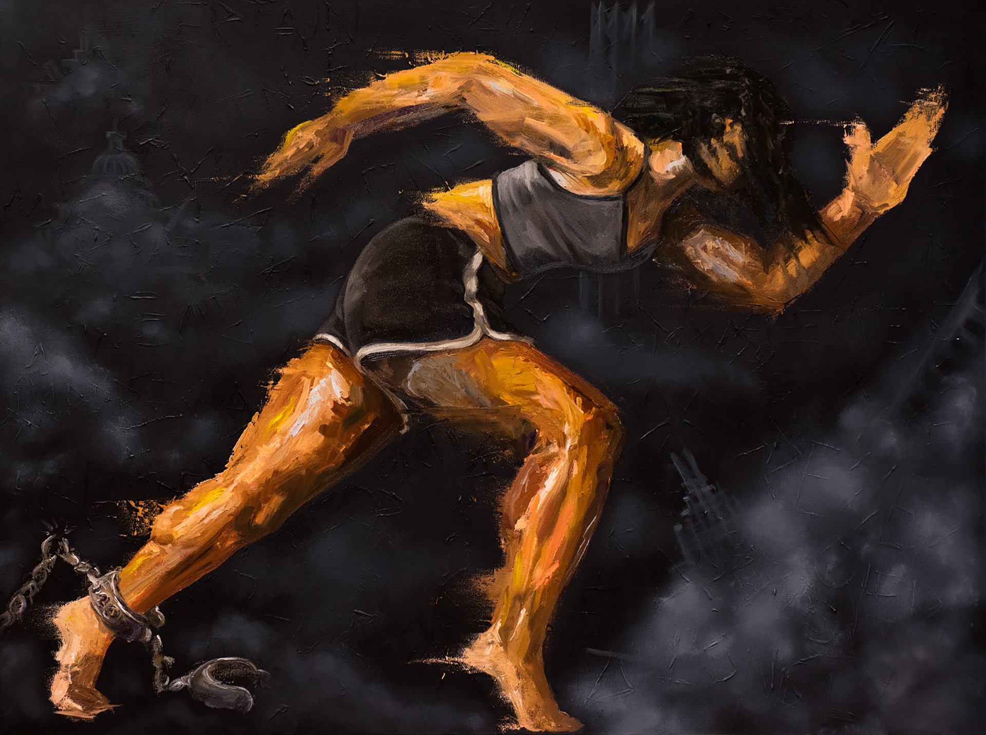 "Escape", 30" x 40", oil and acrylic on canvas, 2021, Sold