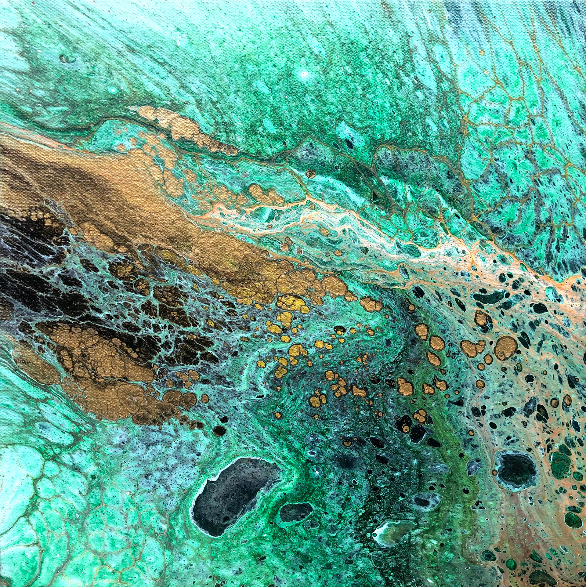 Acrylic Pour on Canvas, 8" x 8"