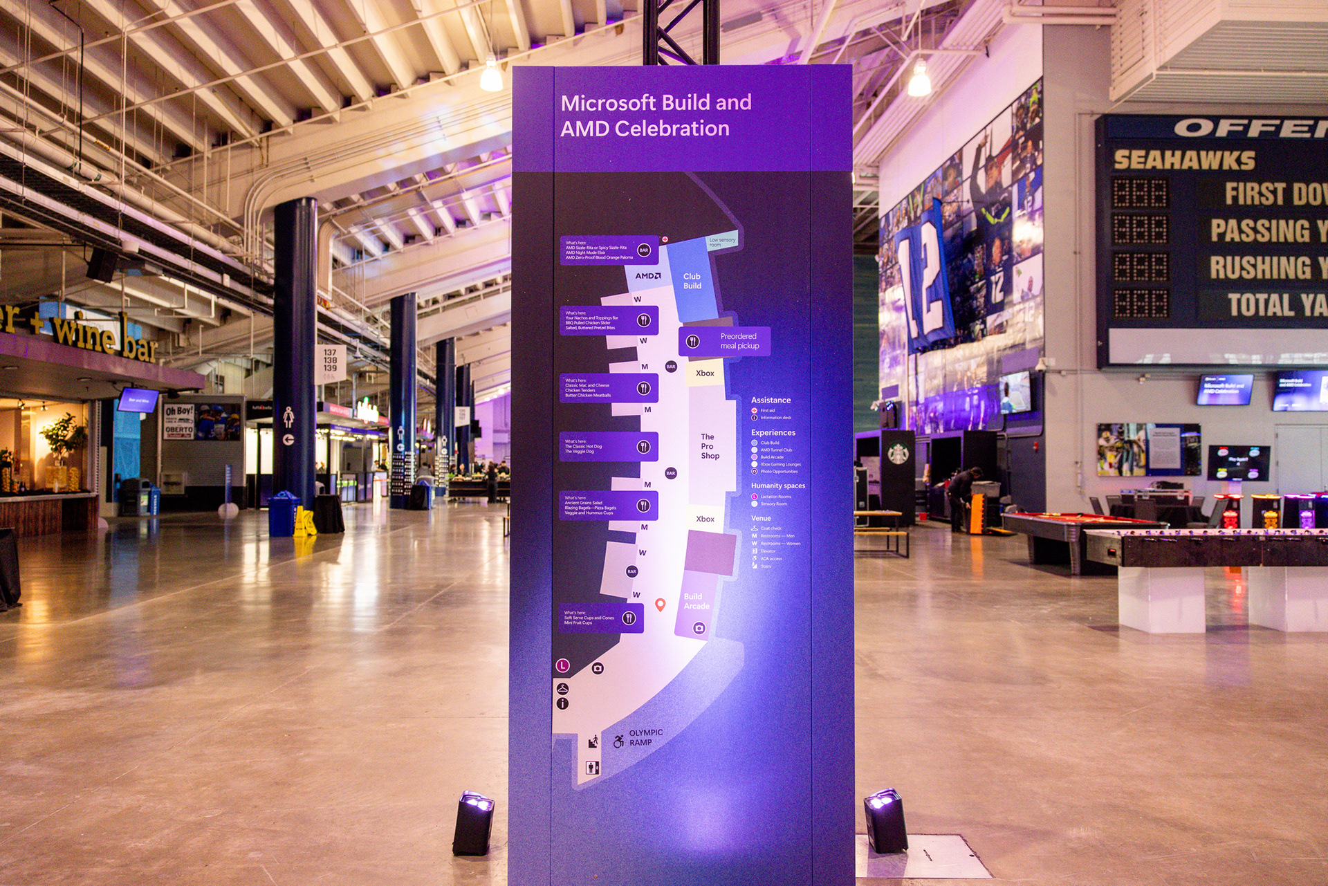 Wayfinding towers so attendees could locate food stands and games at-a-glance