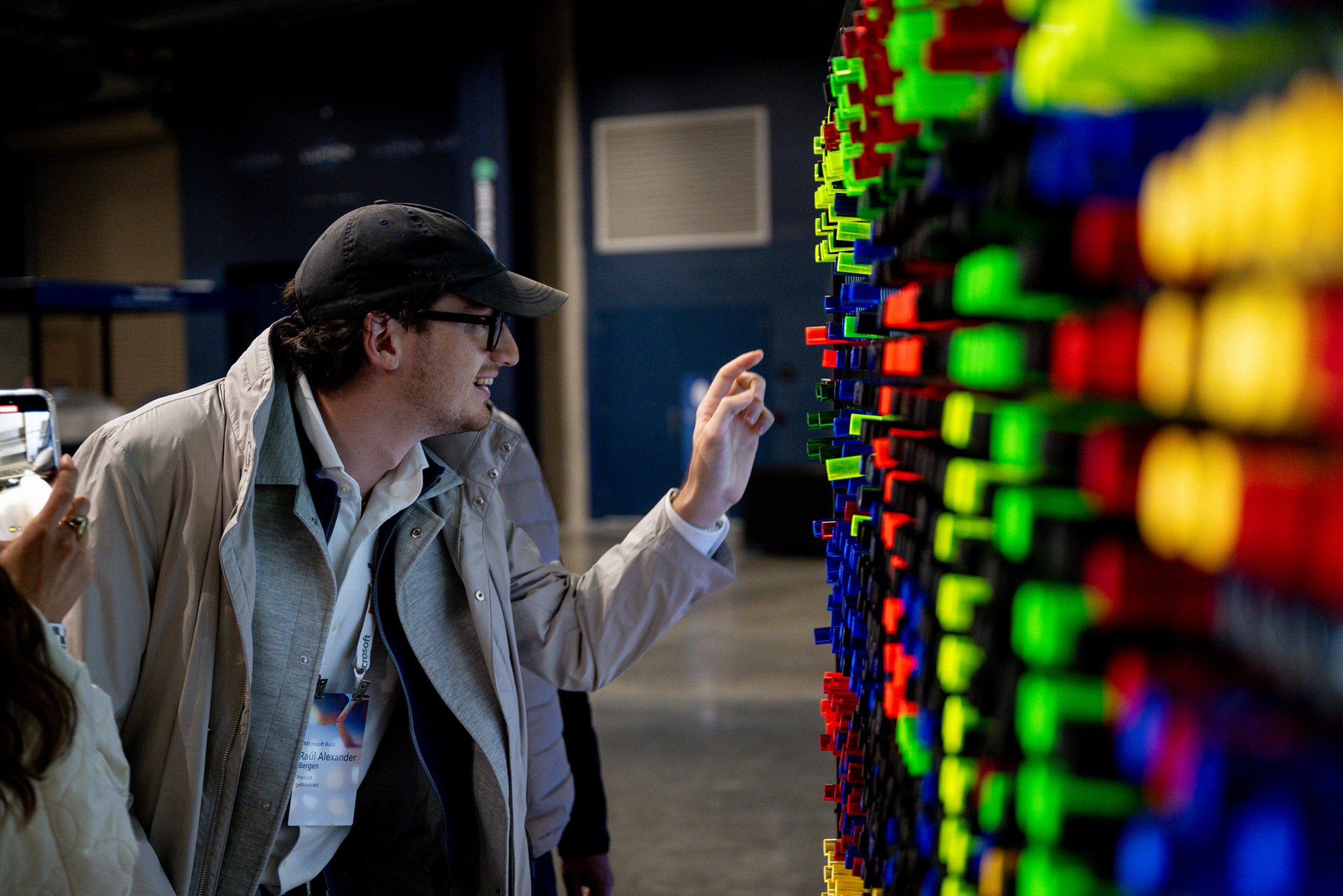 Inviting nostalgia with giant Lite-Brite "Microsoft 50" logo