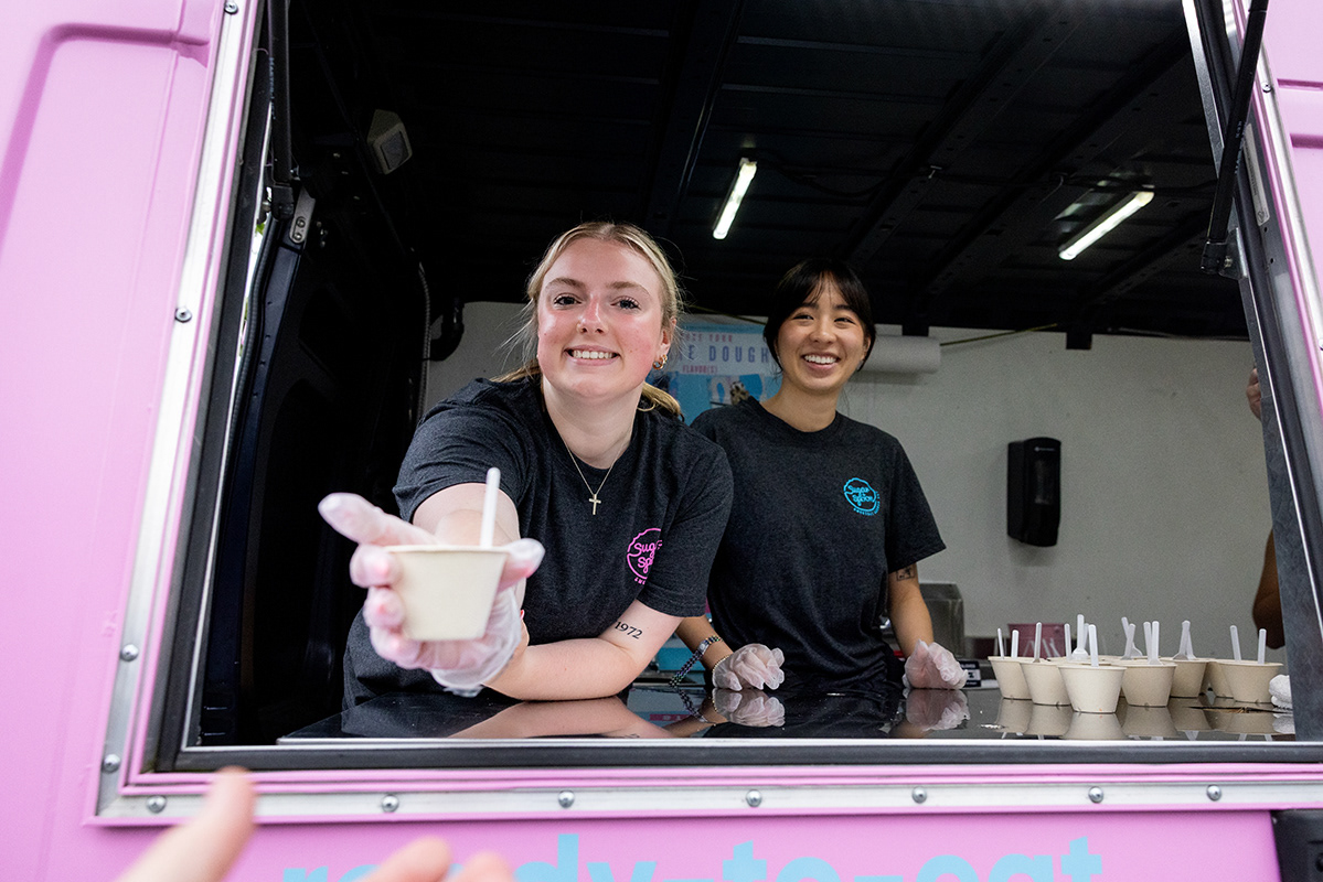 Edible cookie dough from Sugar + Spoon plus many other delicious offerings from local food trucks and vendors including Hellenika Gelato