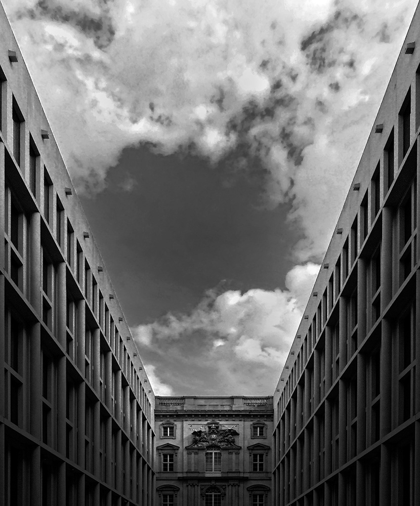 Black and white photograph of the Humboldt Forum - Berlin - Germany