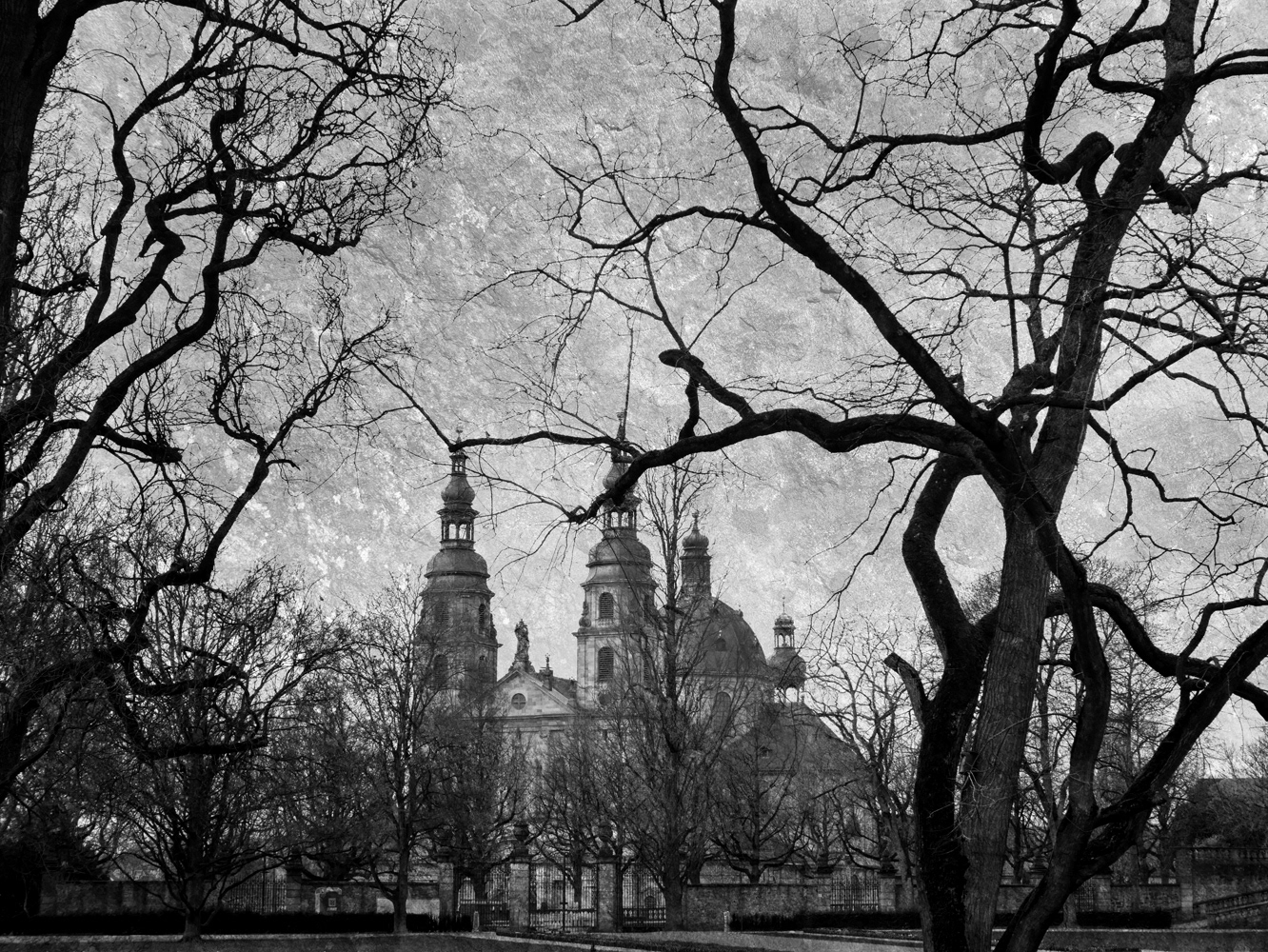 Black and white photograph by Mark Robert Davey of Fulda Cathedral