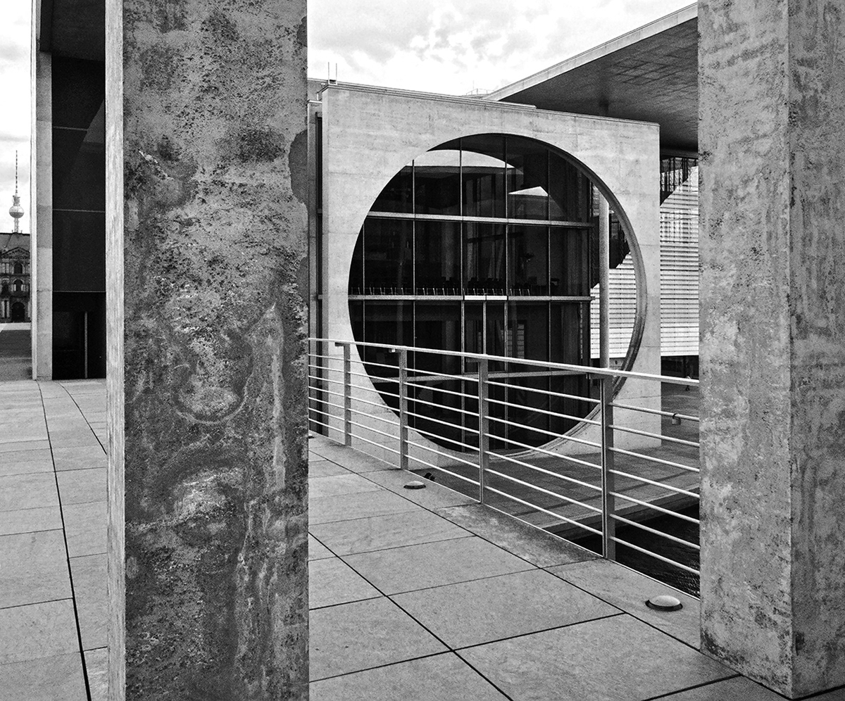 Black and white photograph of the Marie-Elisabeth-Lüders-Haus - Berlin - Germany