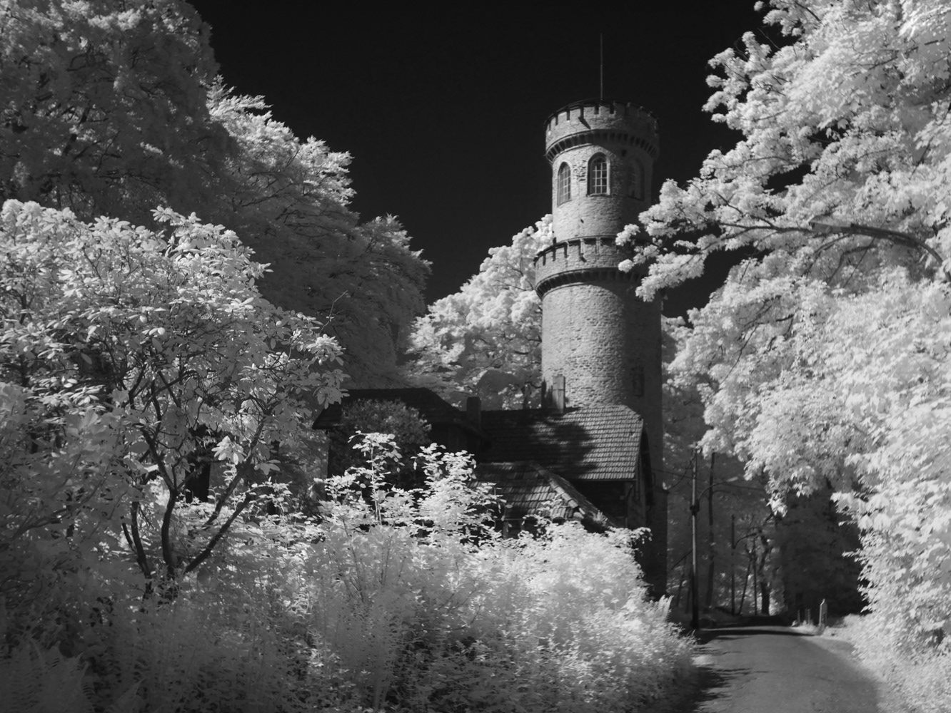 Black and white infrared photograph ofHelenenturm - Witten - Germany