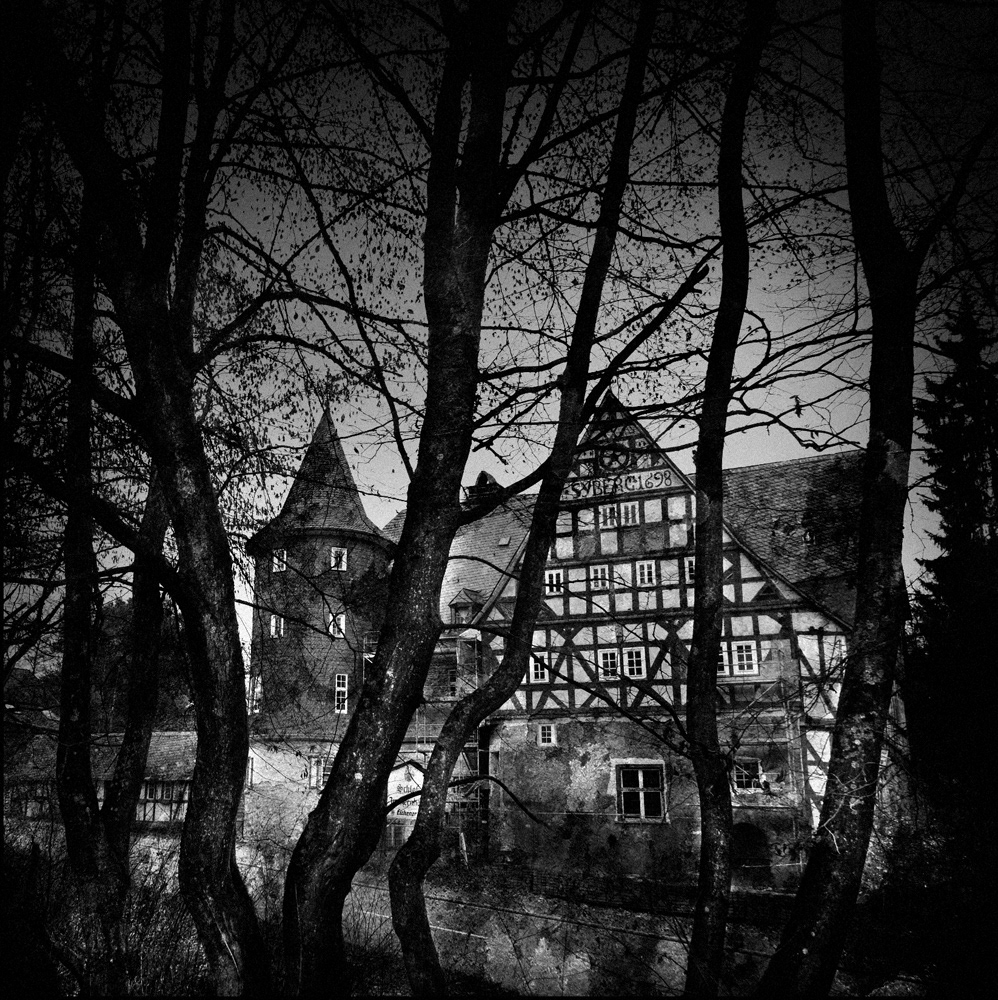 Black and white photograph of Schloss Junkernhees - Siegen - Germany