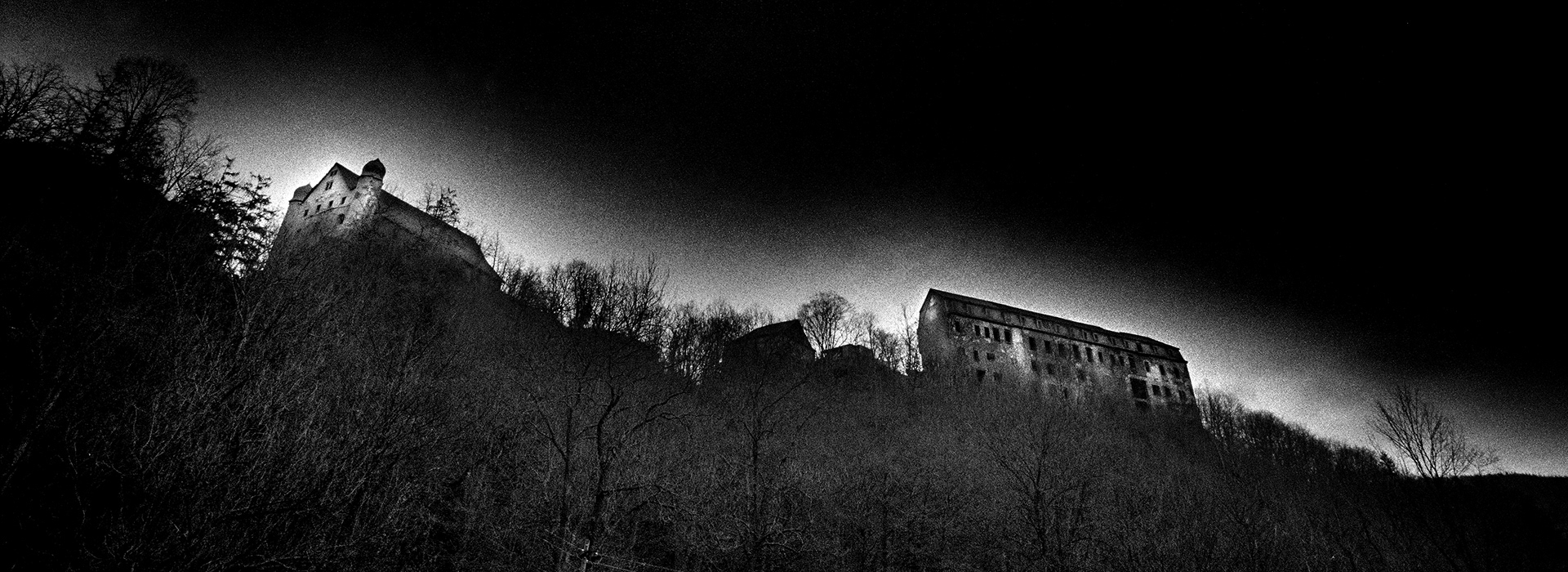 Black and white photograph ofSchloss Schwarzburg, Thüringen, Germany