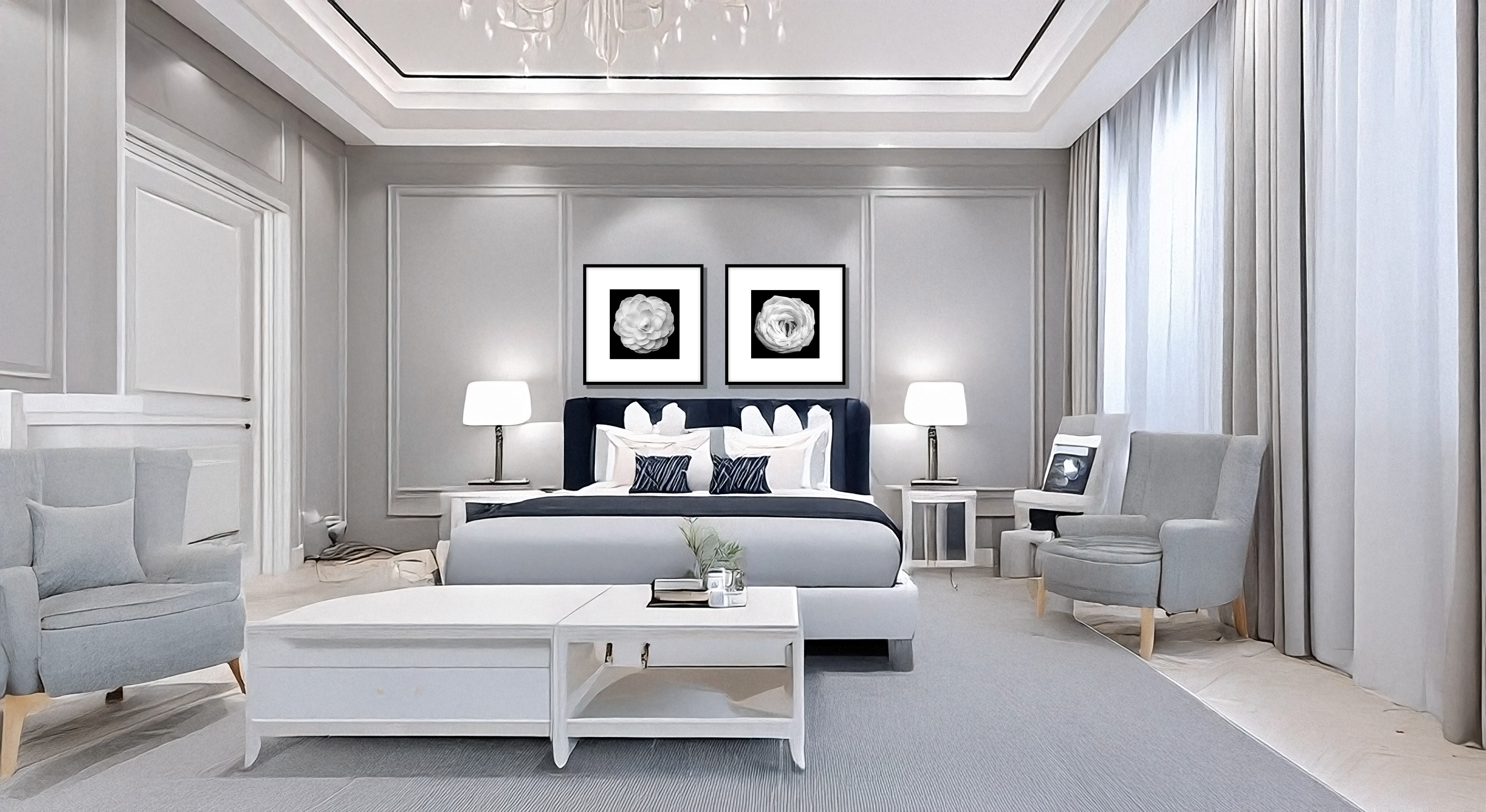 A Luxury Hotel Suite with Botanical Prints