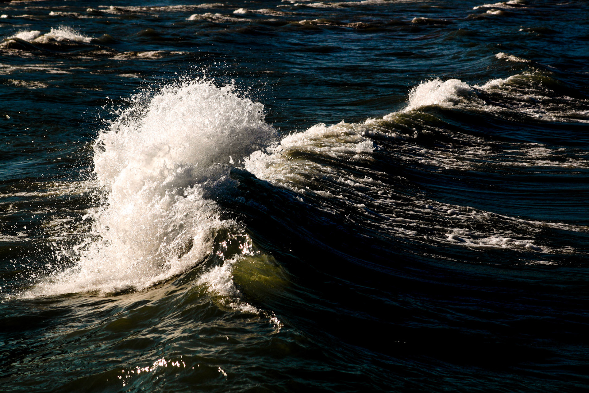 Waves rolling to the beach on Lake Michigan