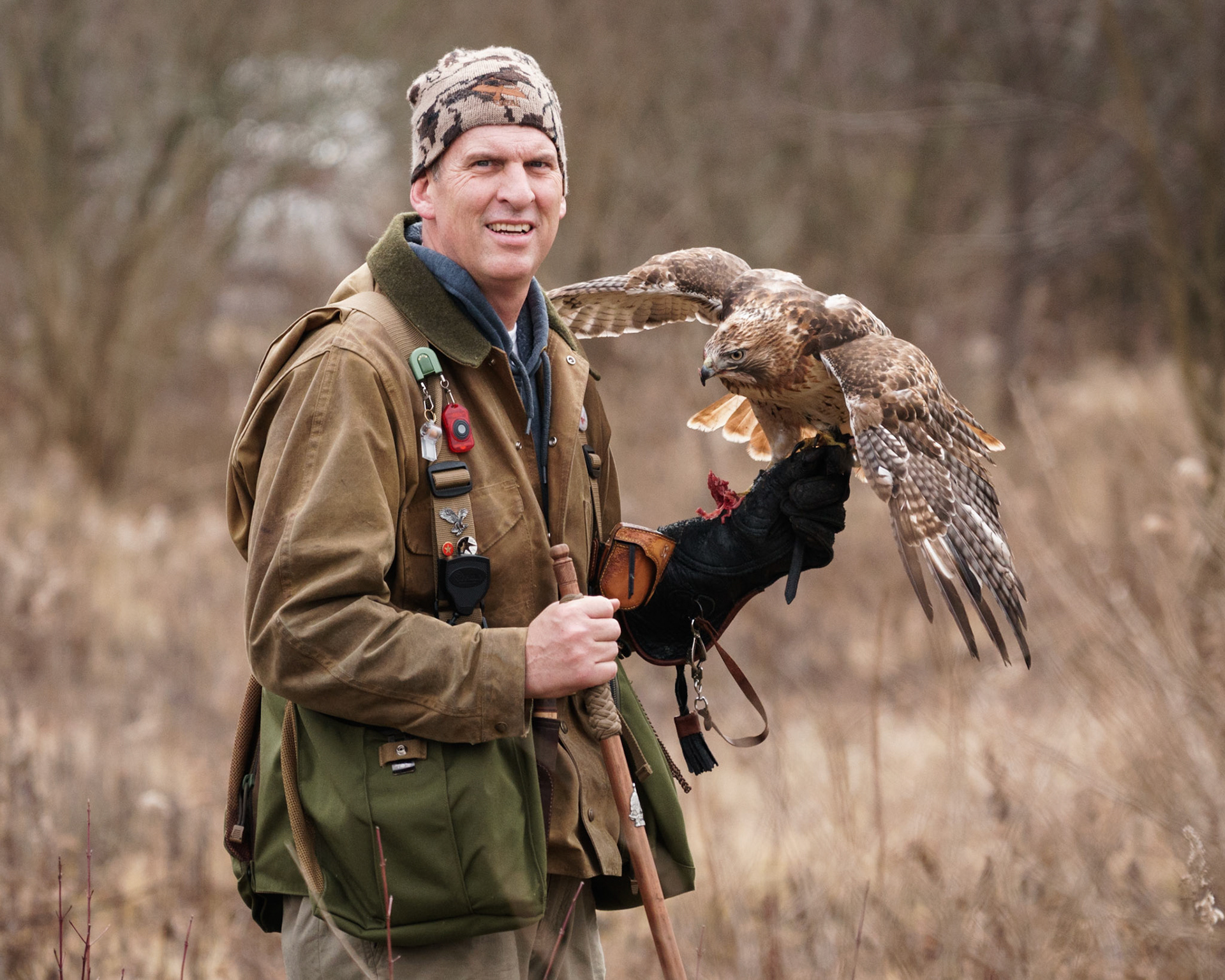 I got to spend New Years Day out with my father-in-law and sister-in-law who were hunting rabbits with their red tail hawks.