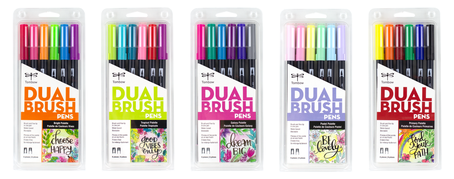 Tombow : Dual Tip Blendable Brush Pens : Primary Colors : Pack Of 6