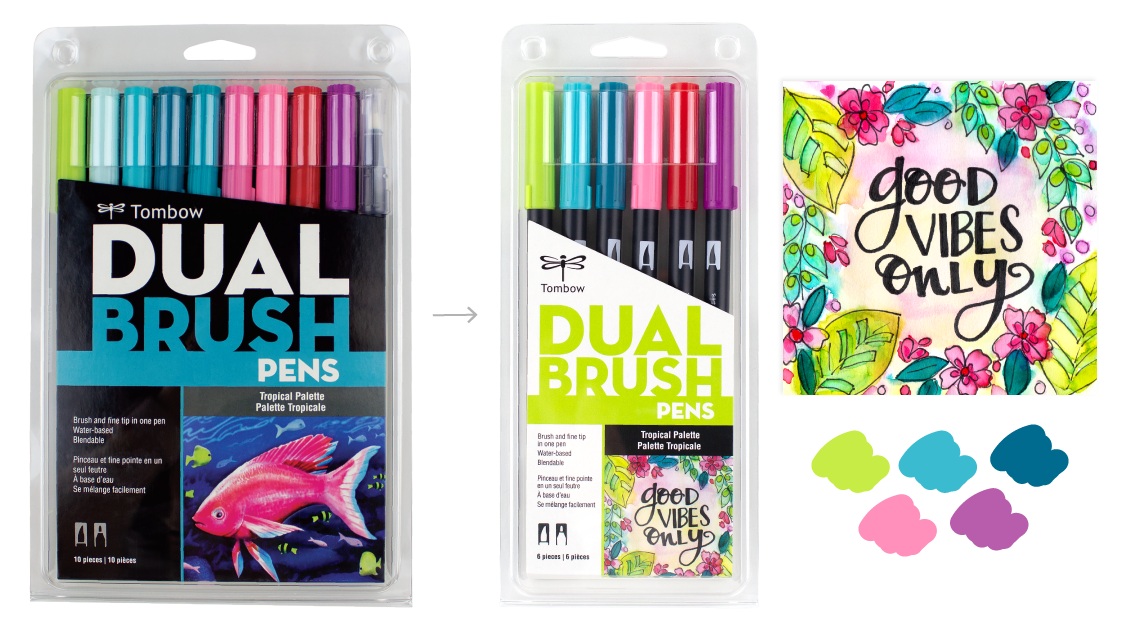 Tombow Dual Brush Pens, Bright Palette Colors - Set of 10