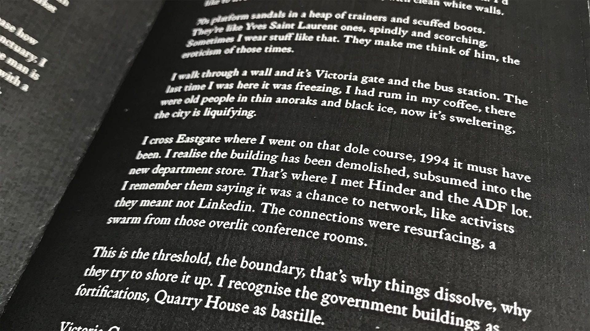 A close-up of the typography used in the publications