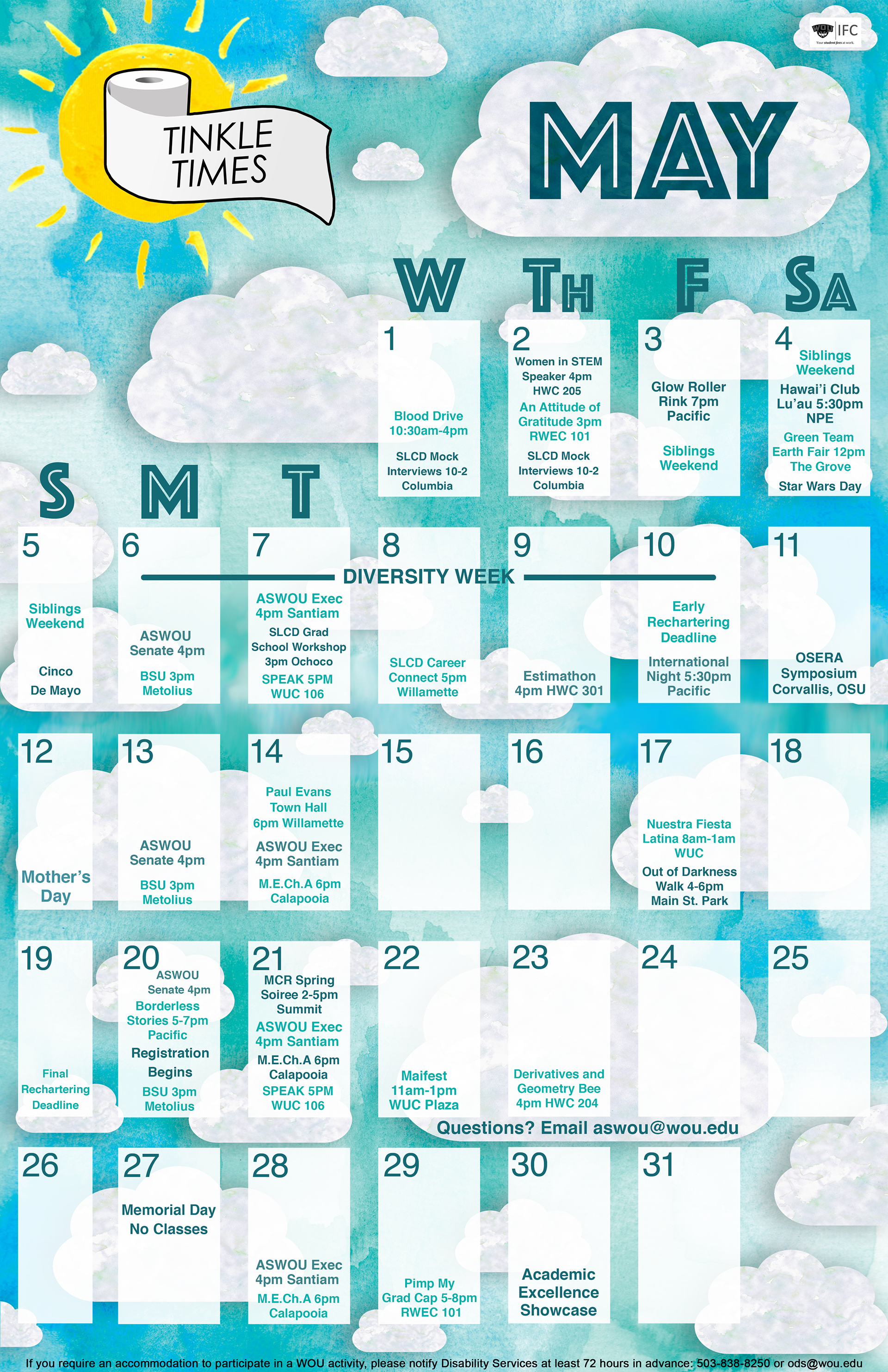 The Tinkle Times is a monthly calendar hung in bathroom stalls.