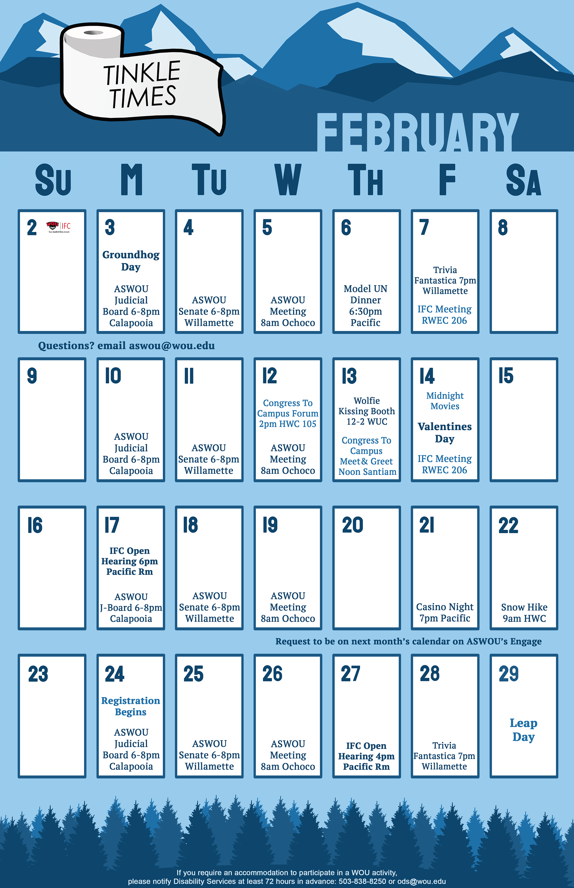 The Tinkle Times is a monthly calendar hung in bathroom stalls.