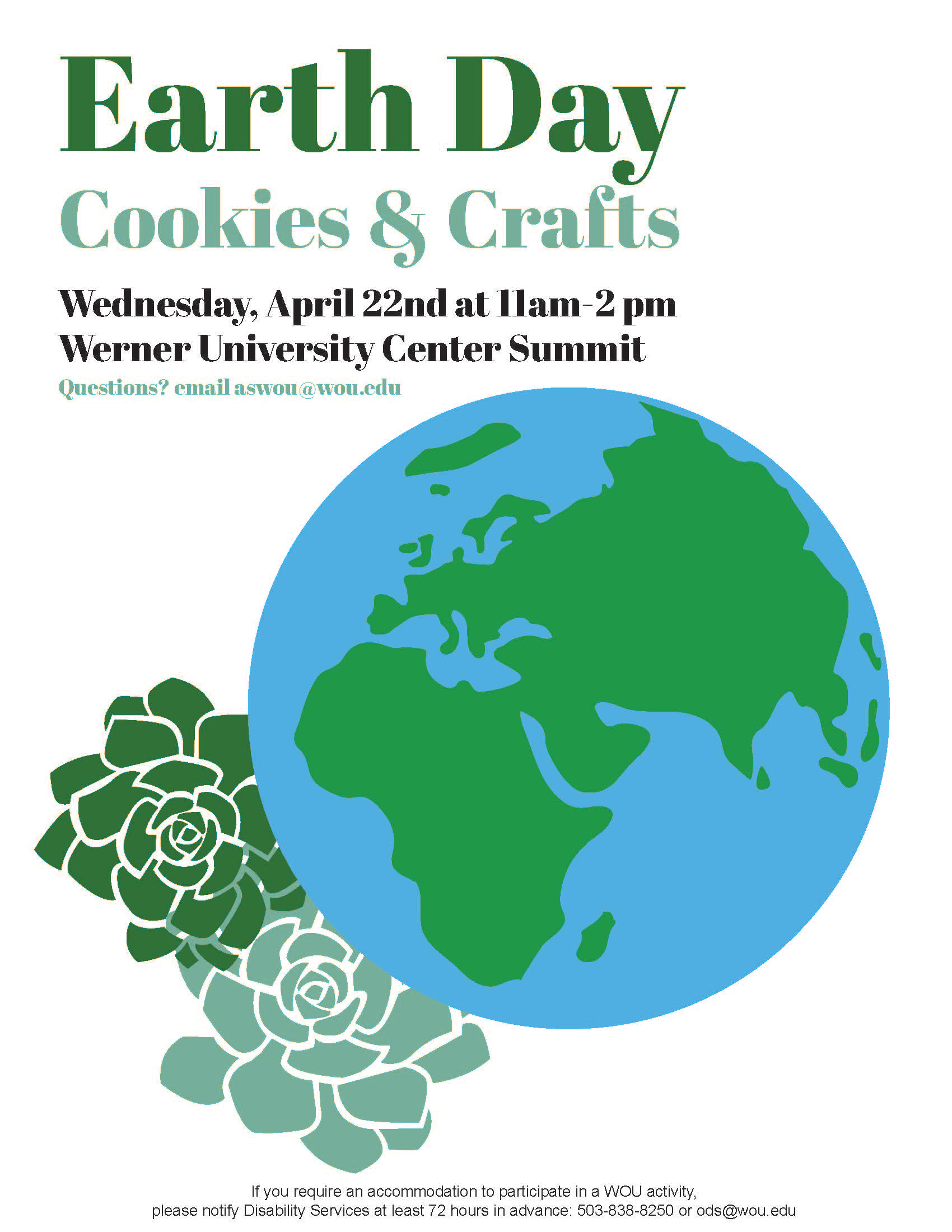 Crafts event poster. Succulents were included because they were a part of one of the crafts.