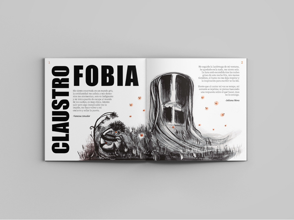 Diseño editorial e ilustración de fanzine de poesía colectiva