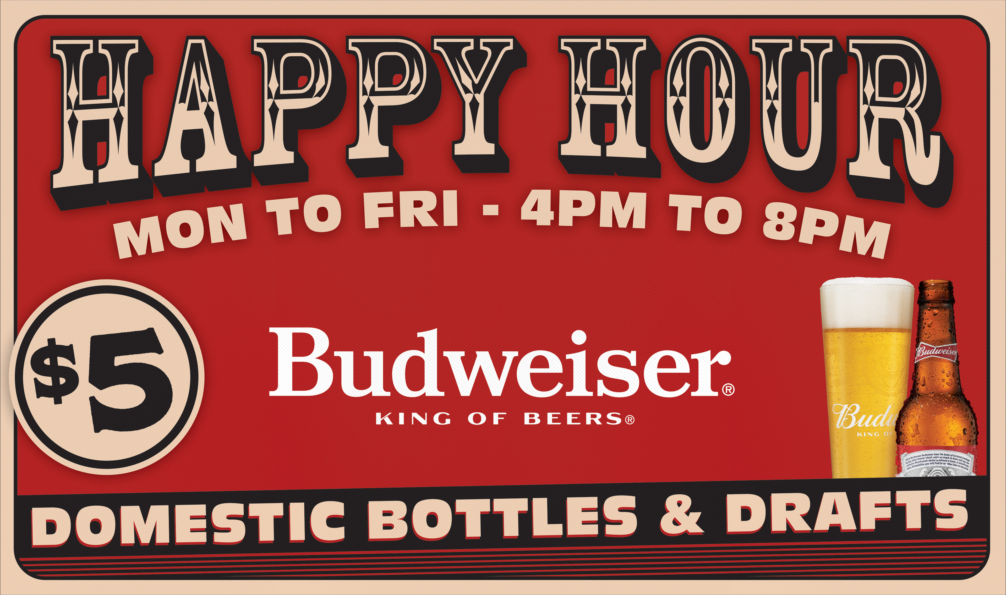 Alternative size of Happy hour Template (3' h * 5' w)