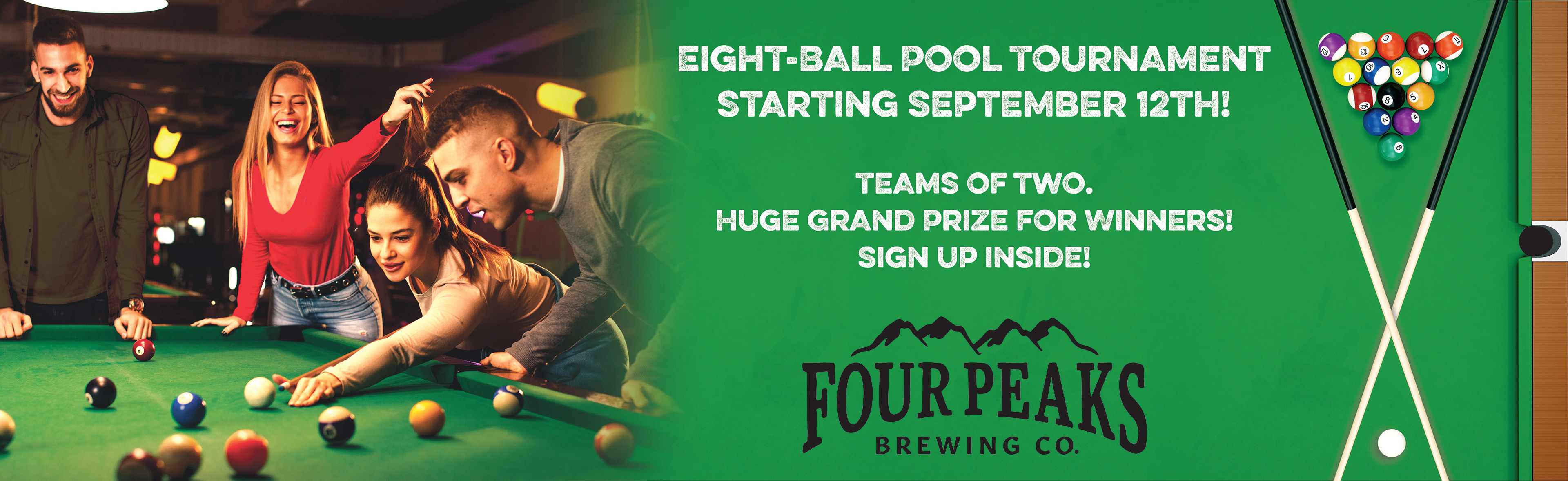 Pool tournament banner (approx 10ft wide)