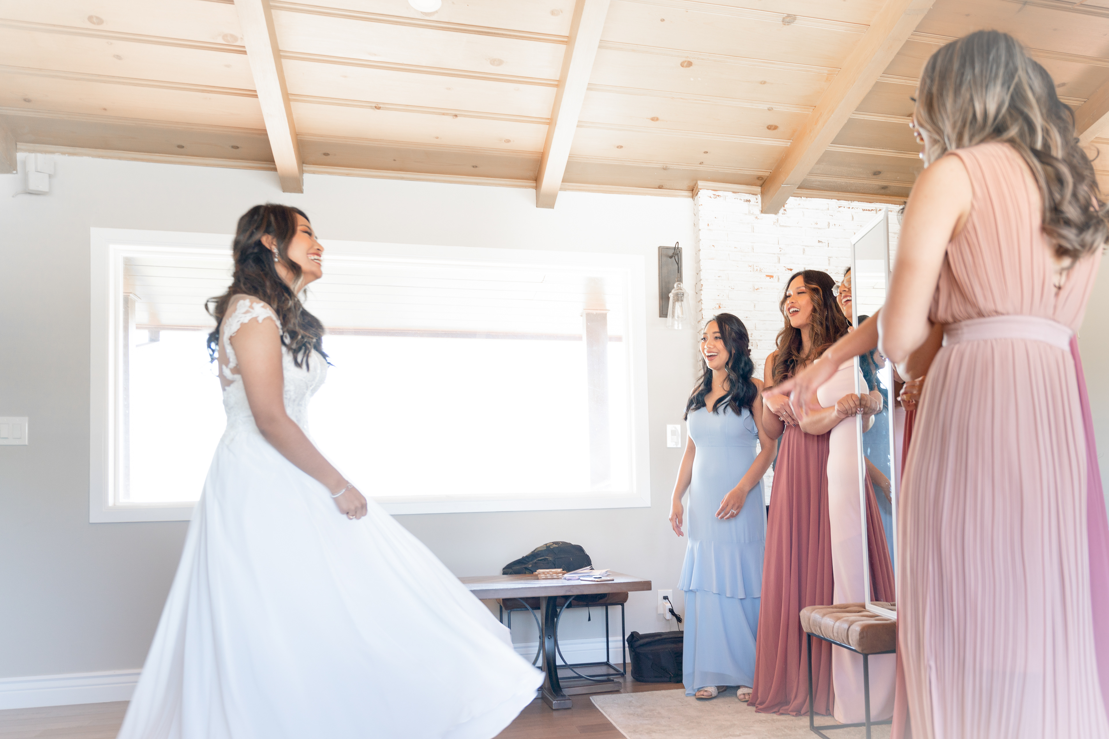 First look with Bridesmaids