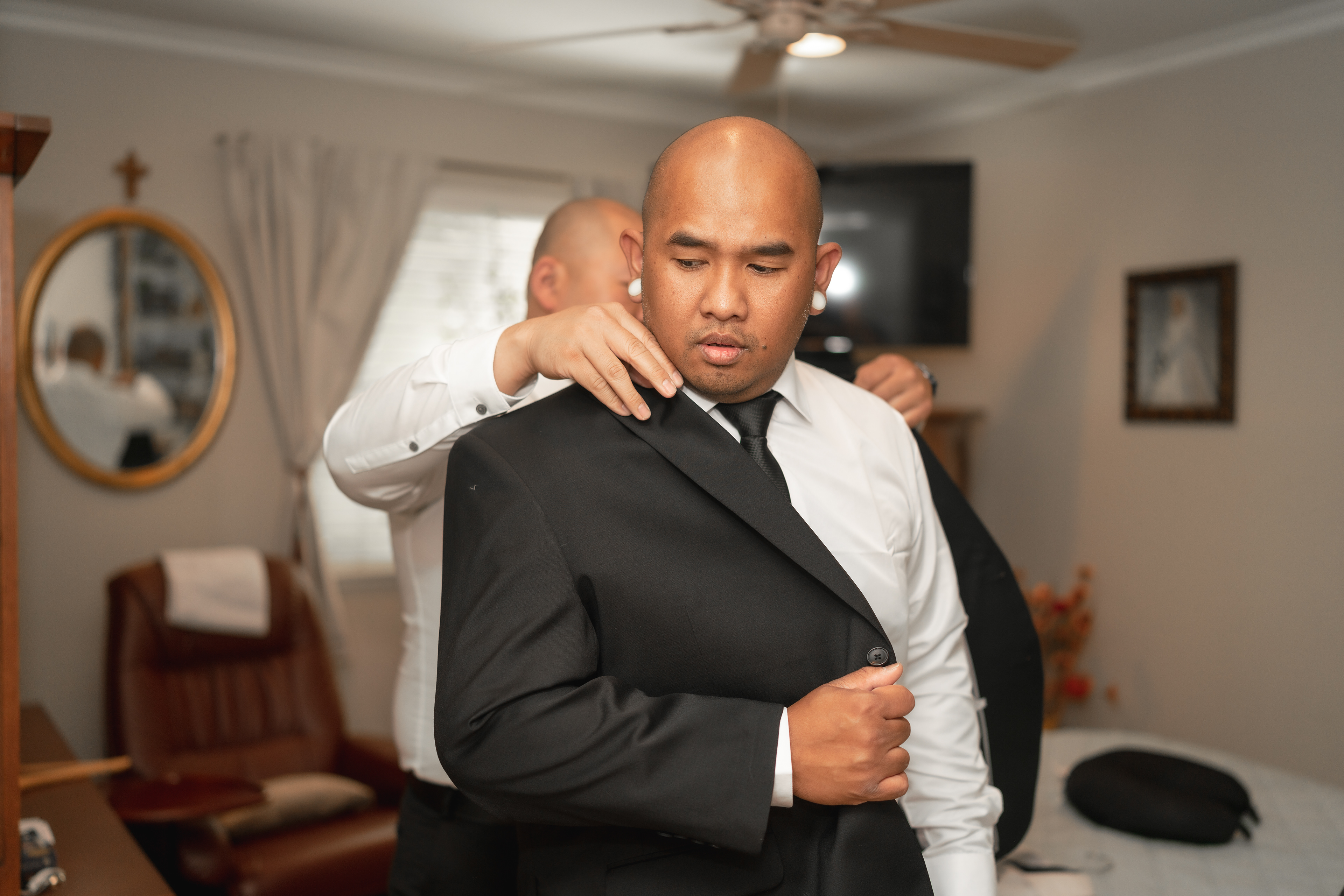 Groom getting ready