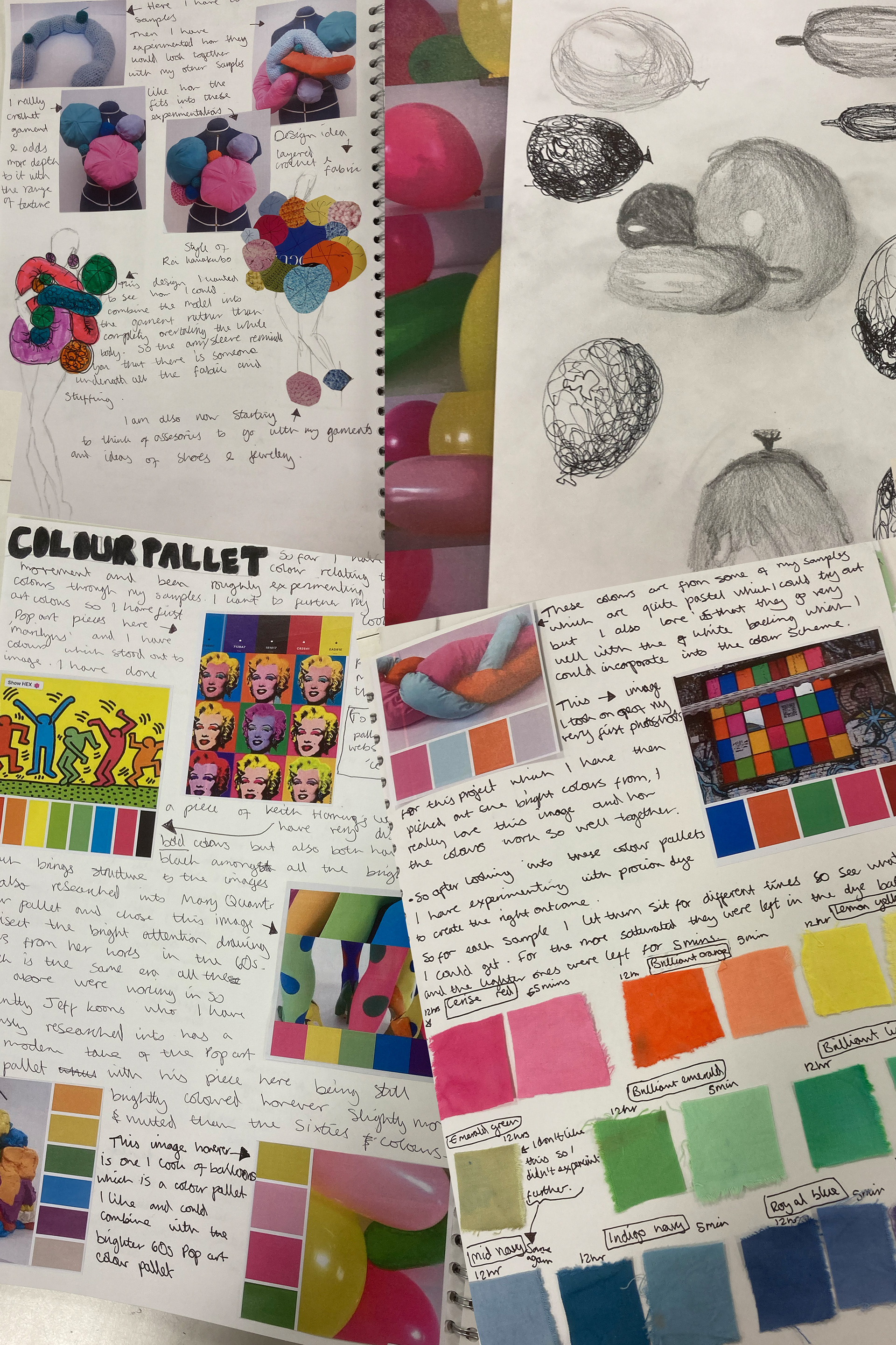 Sketches and colour pallettes.
