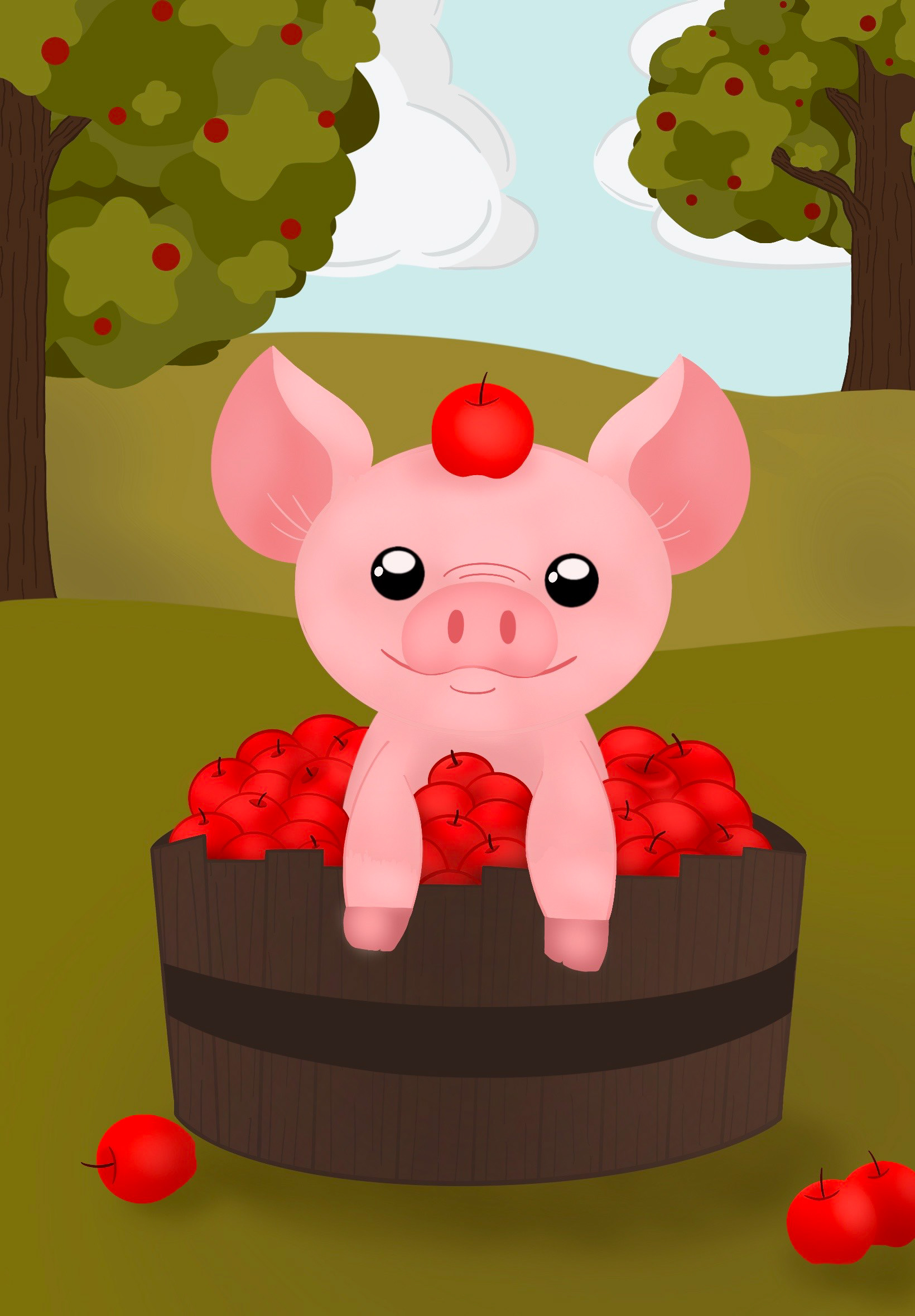 "Apple Piggin'", Digital art, 1640 x 2360 px, 2021