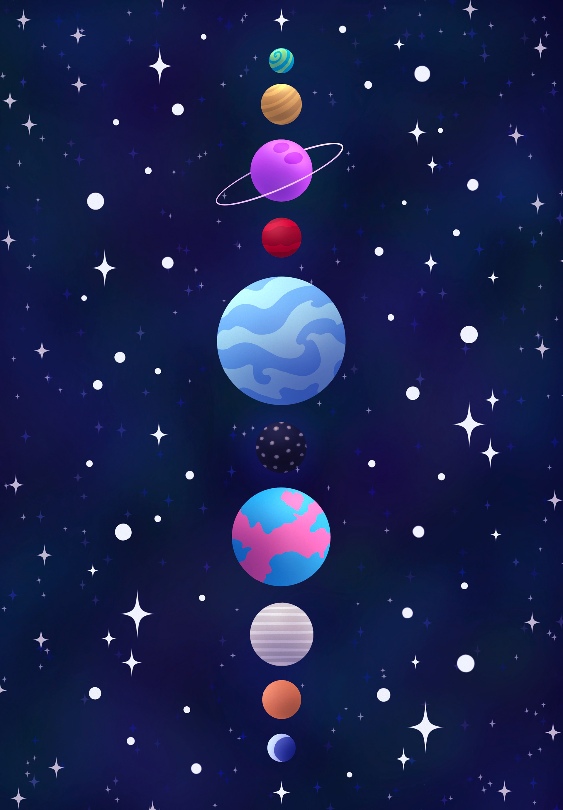 "Planets Aligned", Digital art, 8 in x 11.5 in, 2022