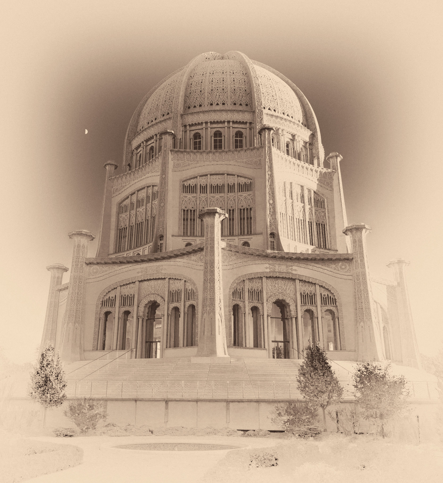 Bahai Temple Sepia