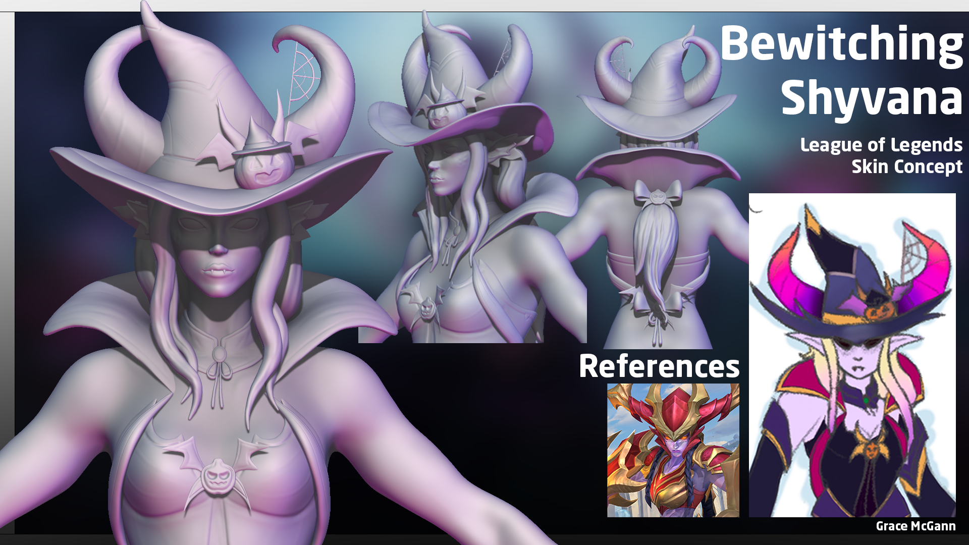 Fan Design Bewitching Shyvana Skin (wip) - Sculpted in ZBrush