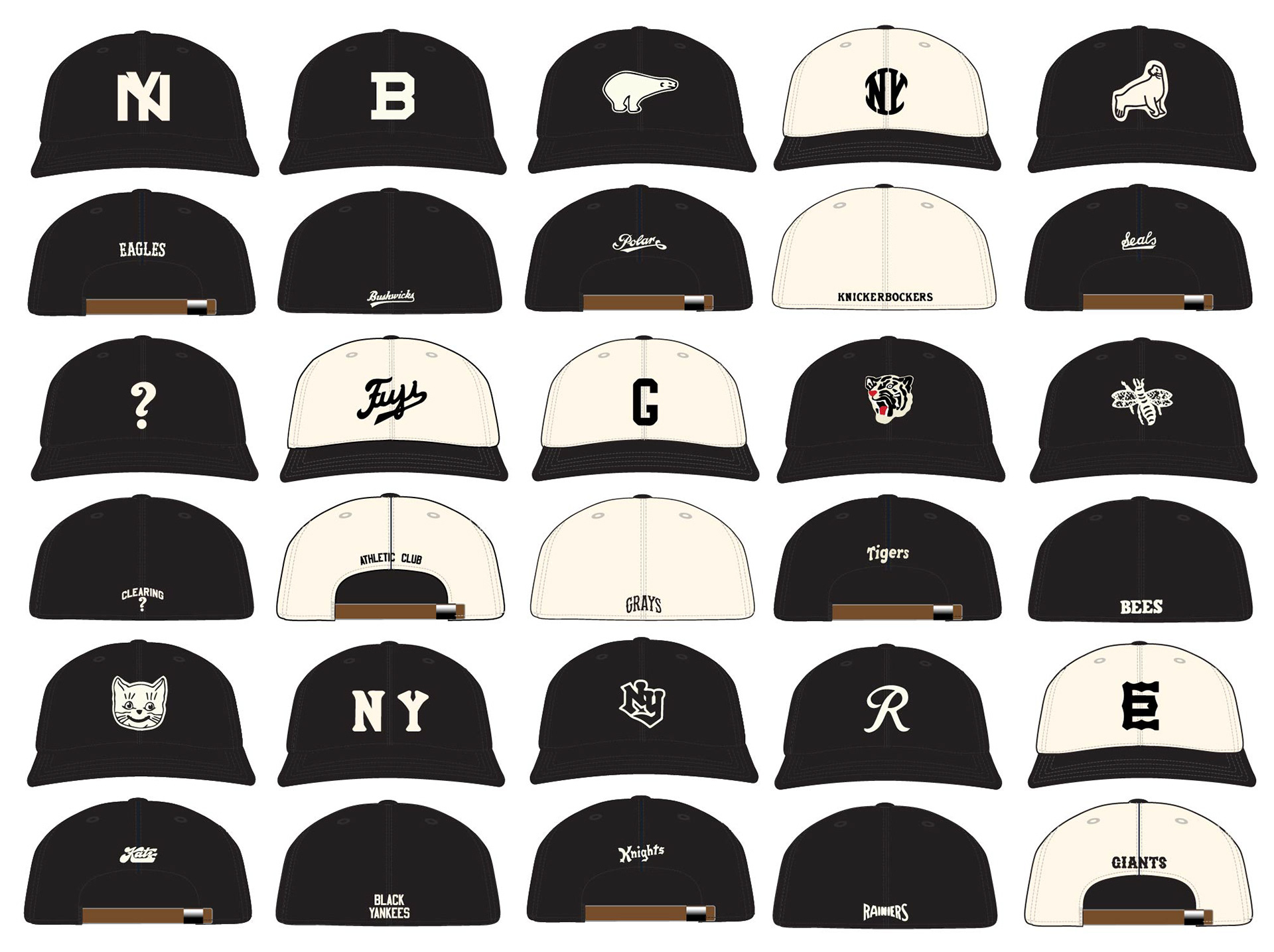 "Black/White Series" caps