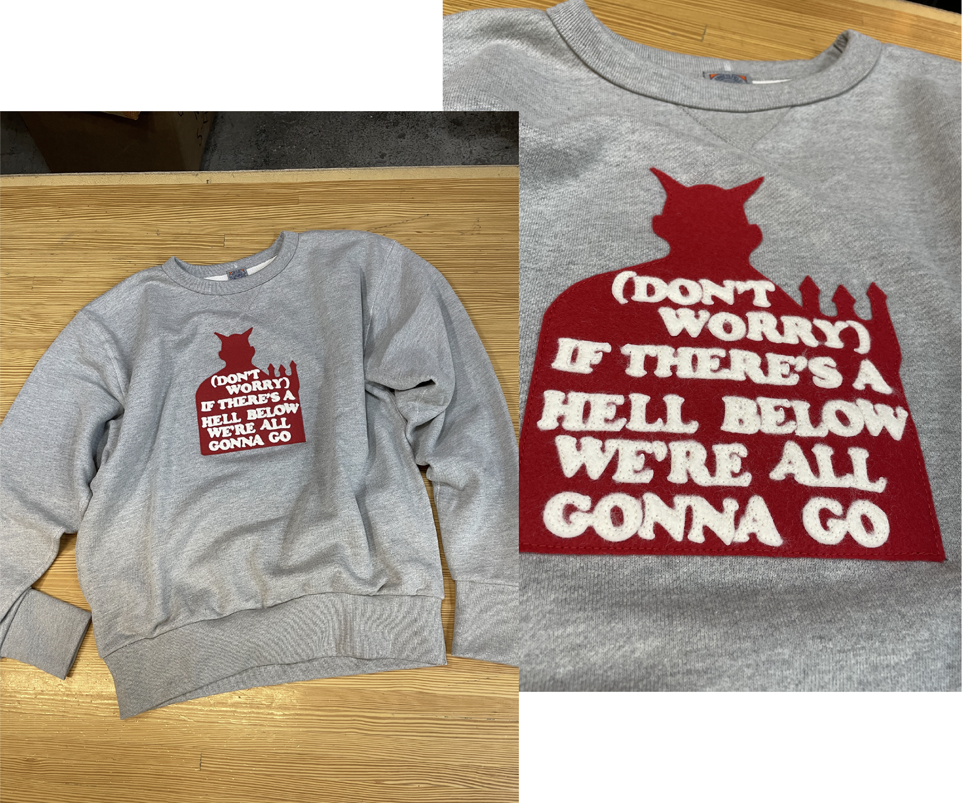 Custom applique on crewneck