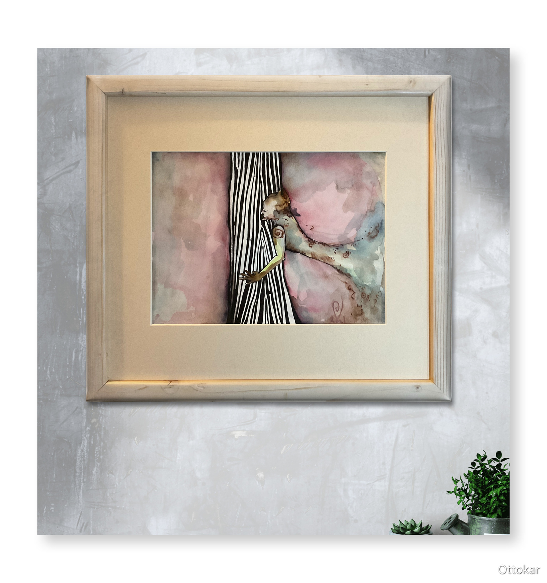 "Puukallistaja" 2021; akvarell, tindipliiats; mõõdud: 47 x 432 cm; hind: 300.- eur