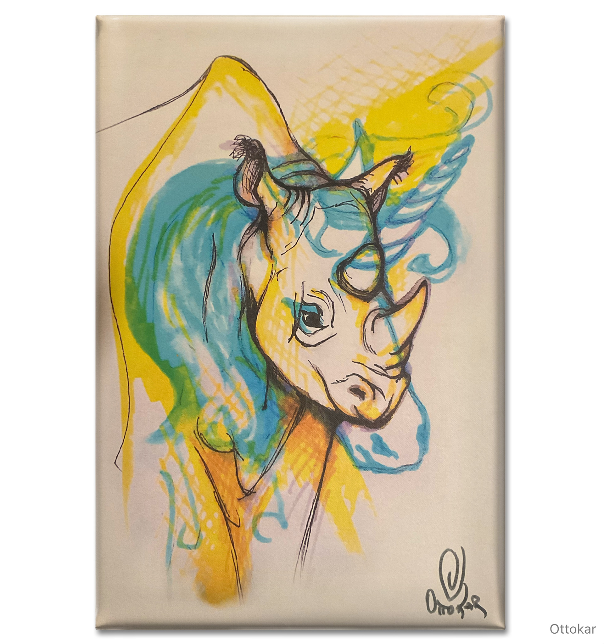 "Ükssarvik" Trükitud lõuendile; mõõdud: 38 x 57 cm; hind: 60.- eur
