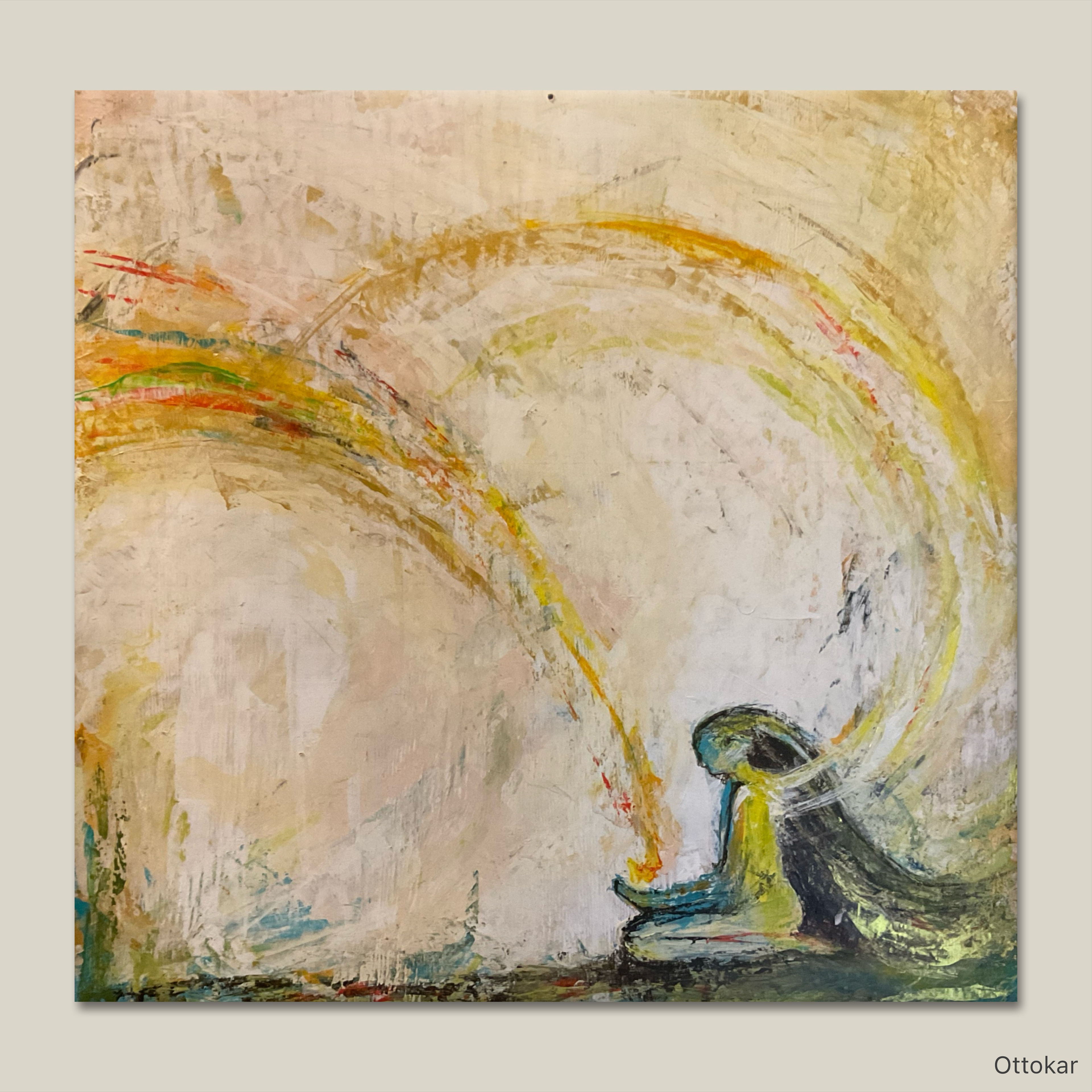 "Rõõm: ... on kohal rõõm..." 2021; akrüül vineeril; mõõdud:50,5 x 50 cm; hind: 300.- eur