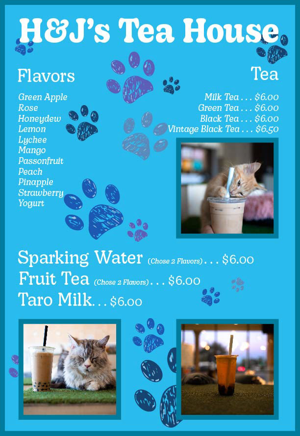 Menu for a business
