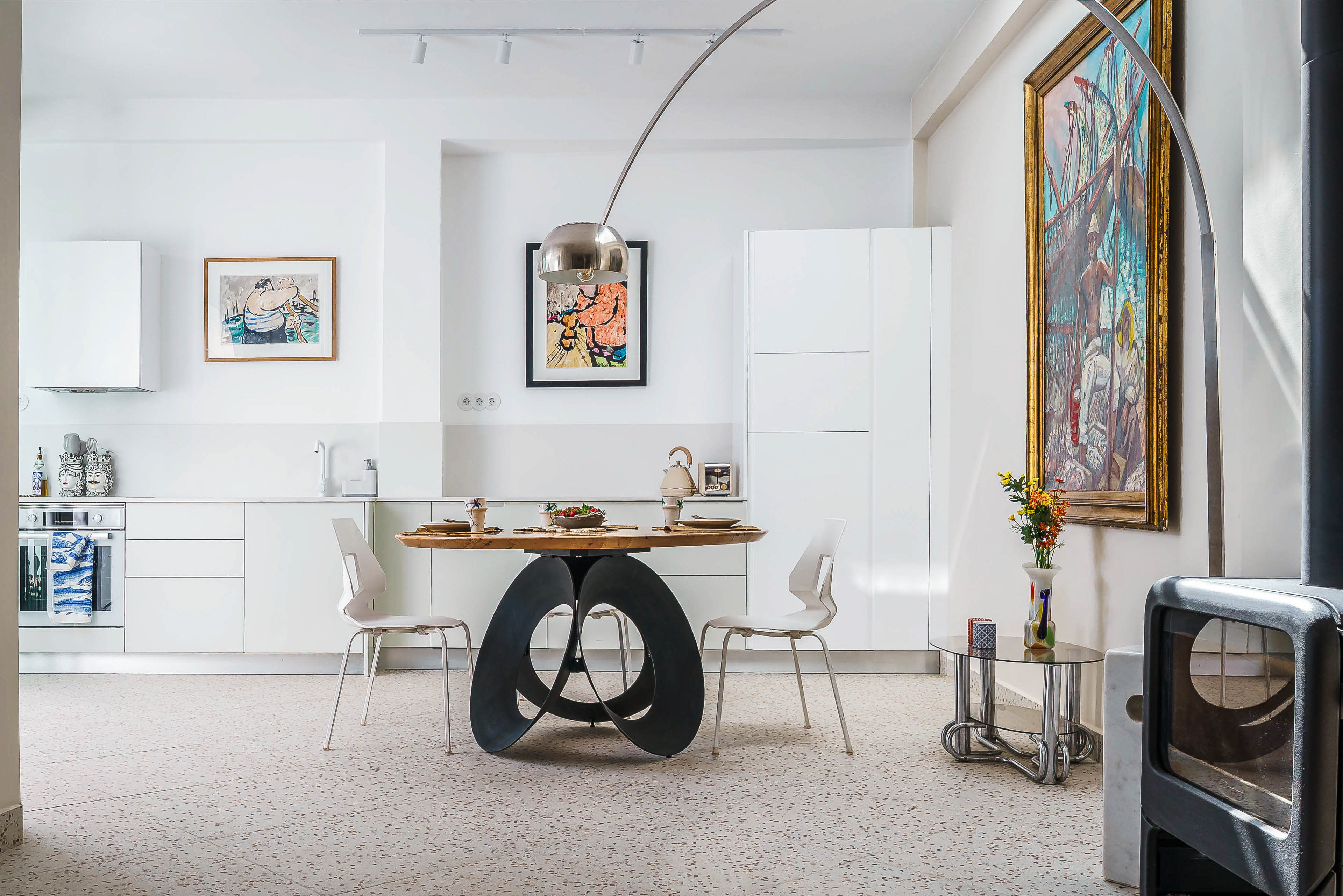 Dining table and kitchen 