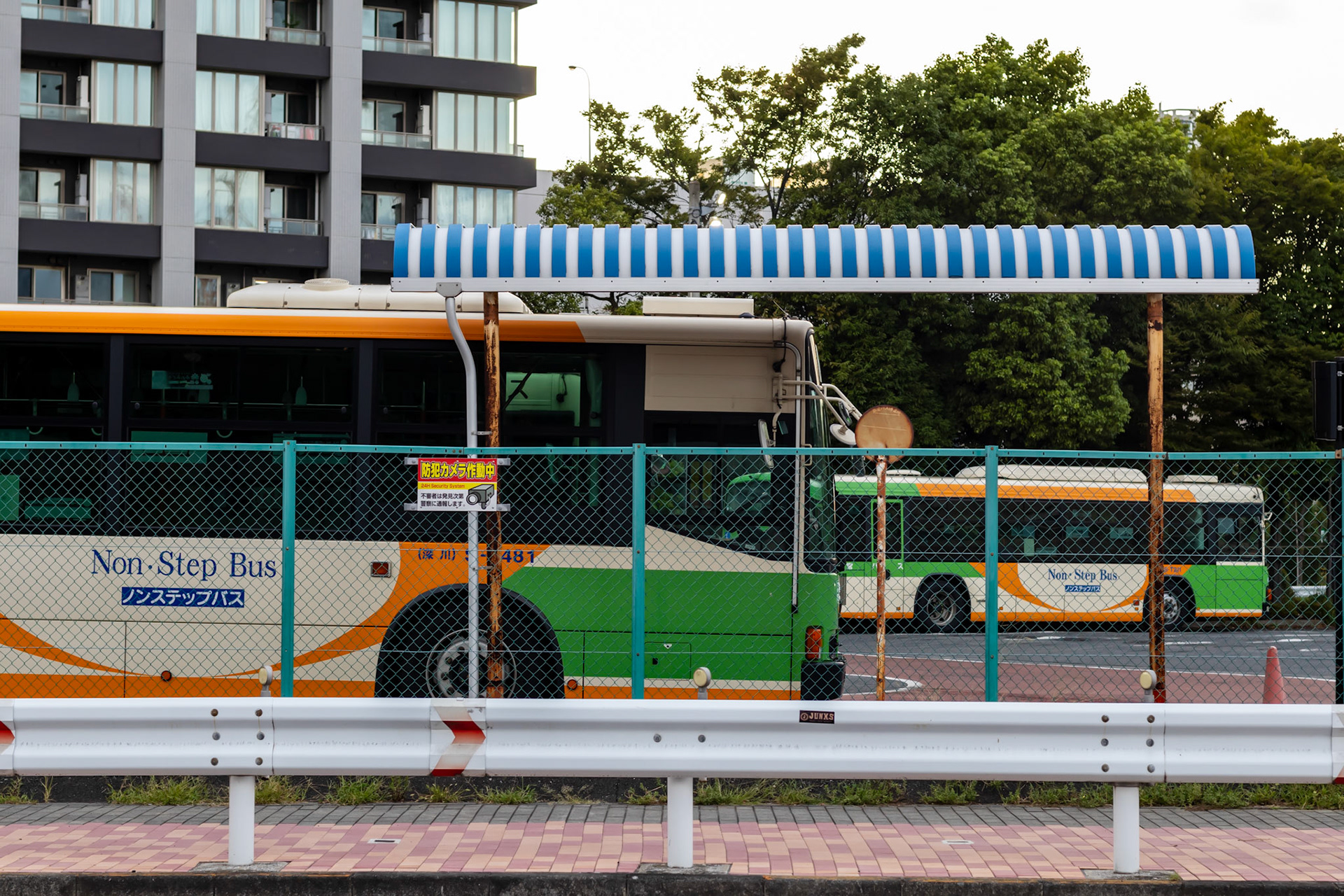 The bus depot in Shinonome. Cute.