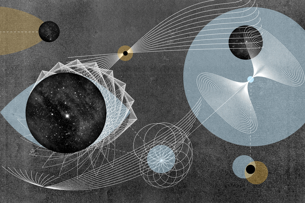 Editorial Illustration for The New York Times on the science of discovering wormholes in the universe.