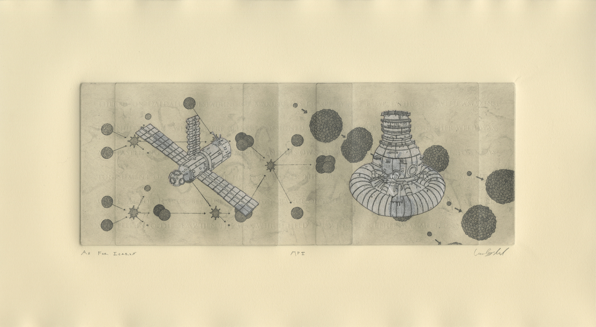 As For Icarus (MIR + Chernobyl Reactor 4) | Intaglio, 2017