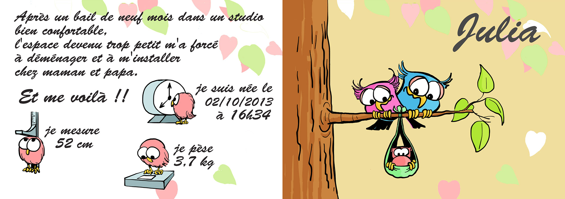 Faire-part de naissance verso