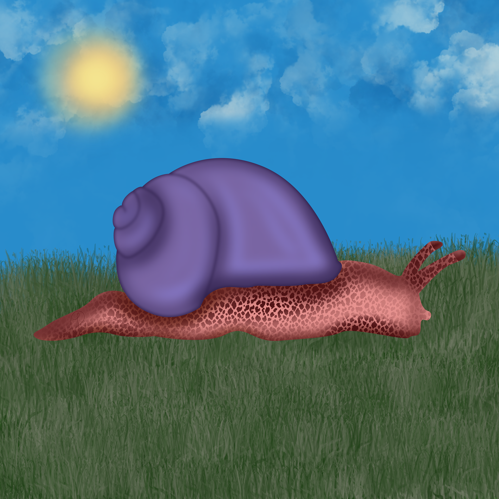 Snail that was designed originally in Illustrator.