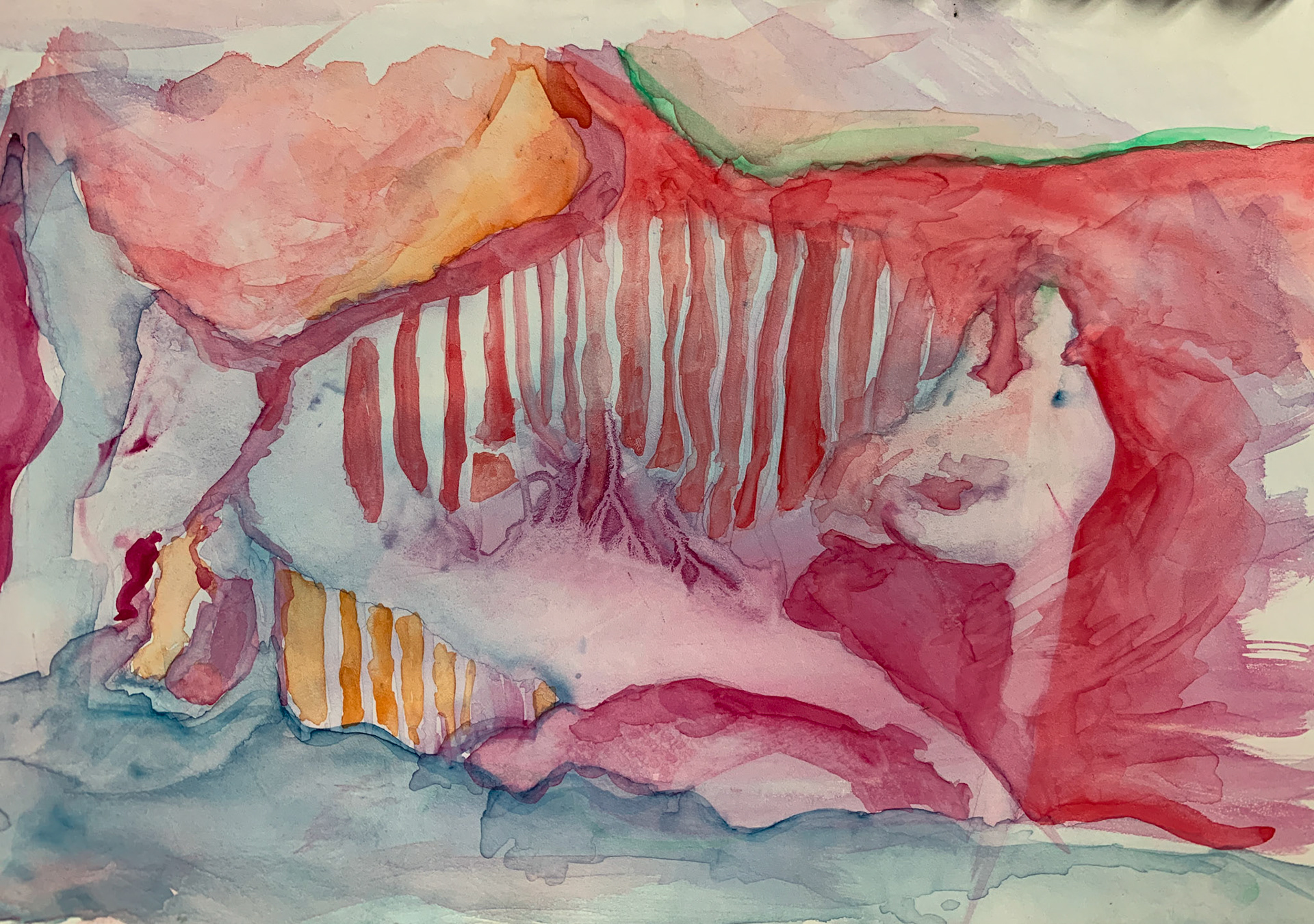 "You Can, It's OK" Watercolor on stone paper 6" x 8"