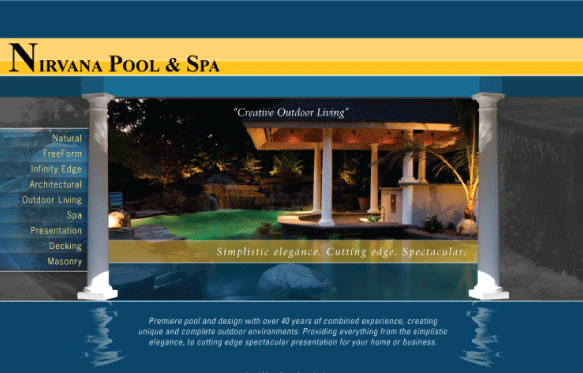 Nirvana Pool and Spa website design and animation